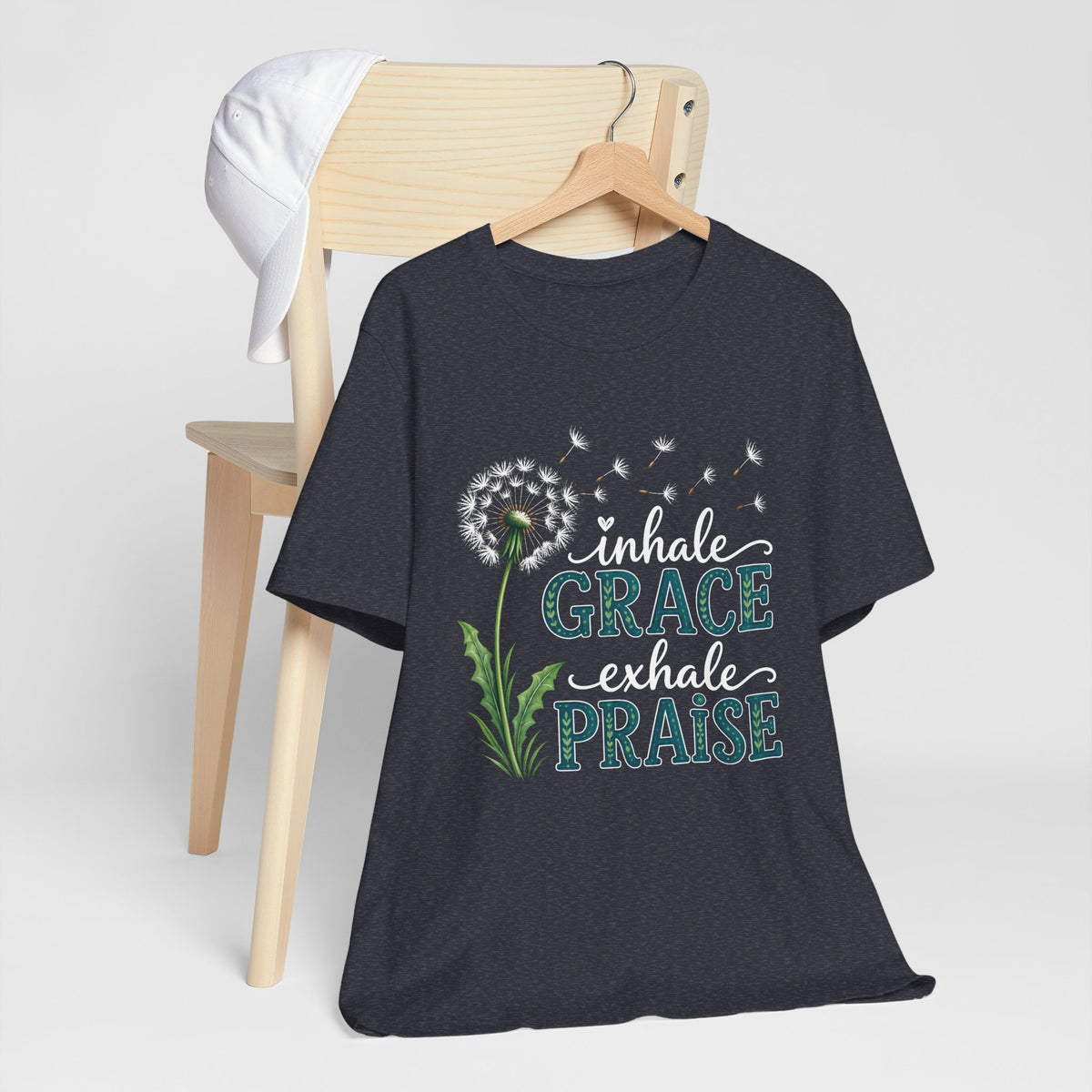 Inhale Grace Exhale Praise T-Shirt, Christian Faith Floral Tee - 14990