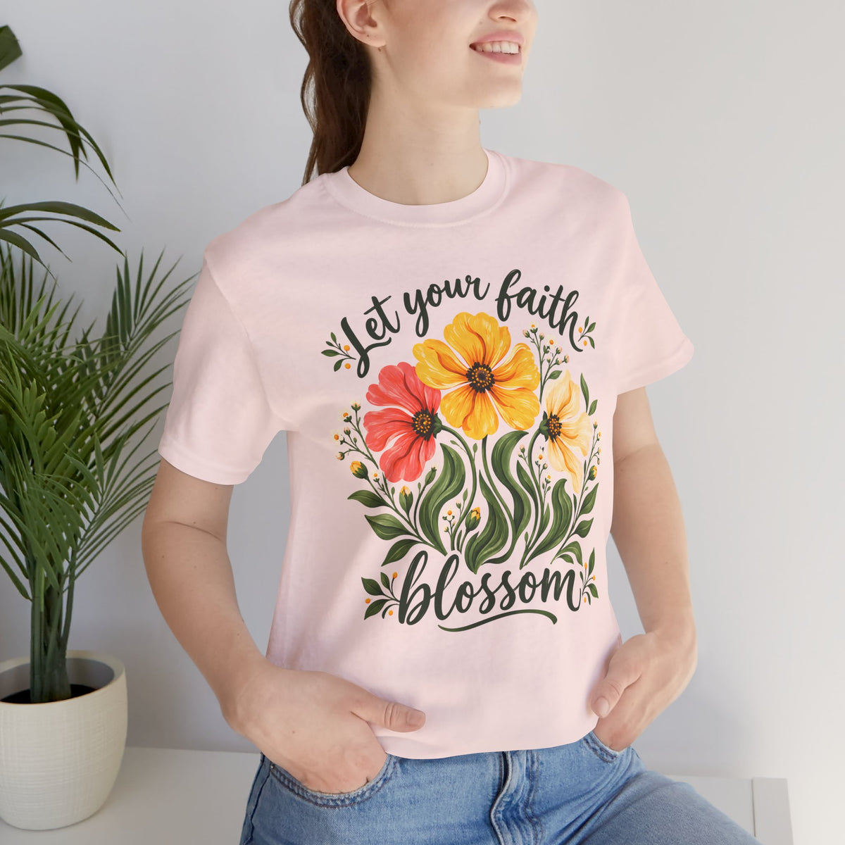 Let Your Faith Blossom T-Shirt, Floral Christian Tee - 14506