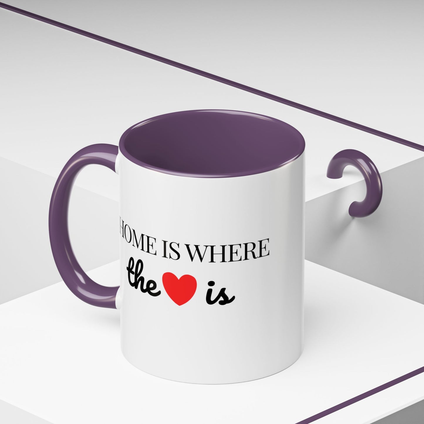 "Home is Where the Heart is" Coffee Mug —  Minimal Accent Ceramic Mug (11/15oz) - 14684