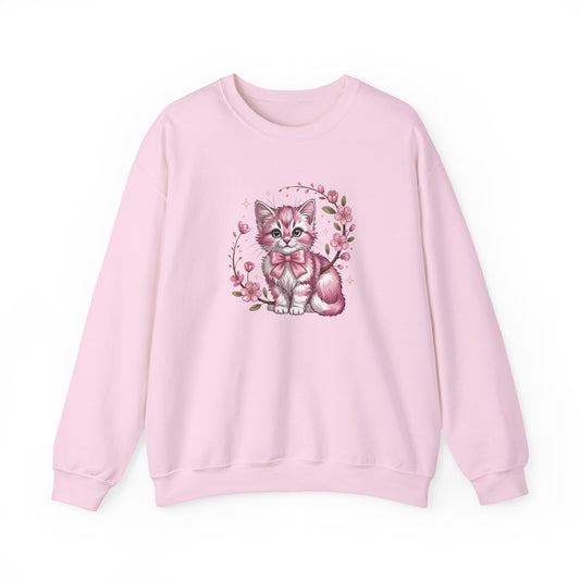 Cute Kitten Illustration Sweatshirt – Pastel Cat Art Crewneck, Cozy Gift for Cat Lovers - 14771