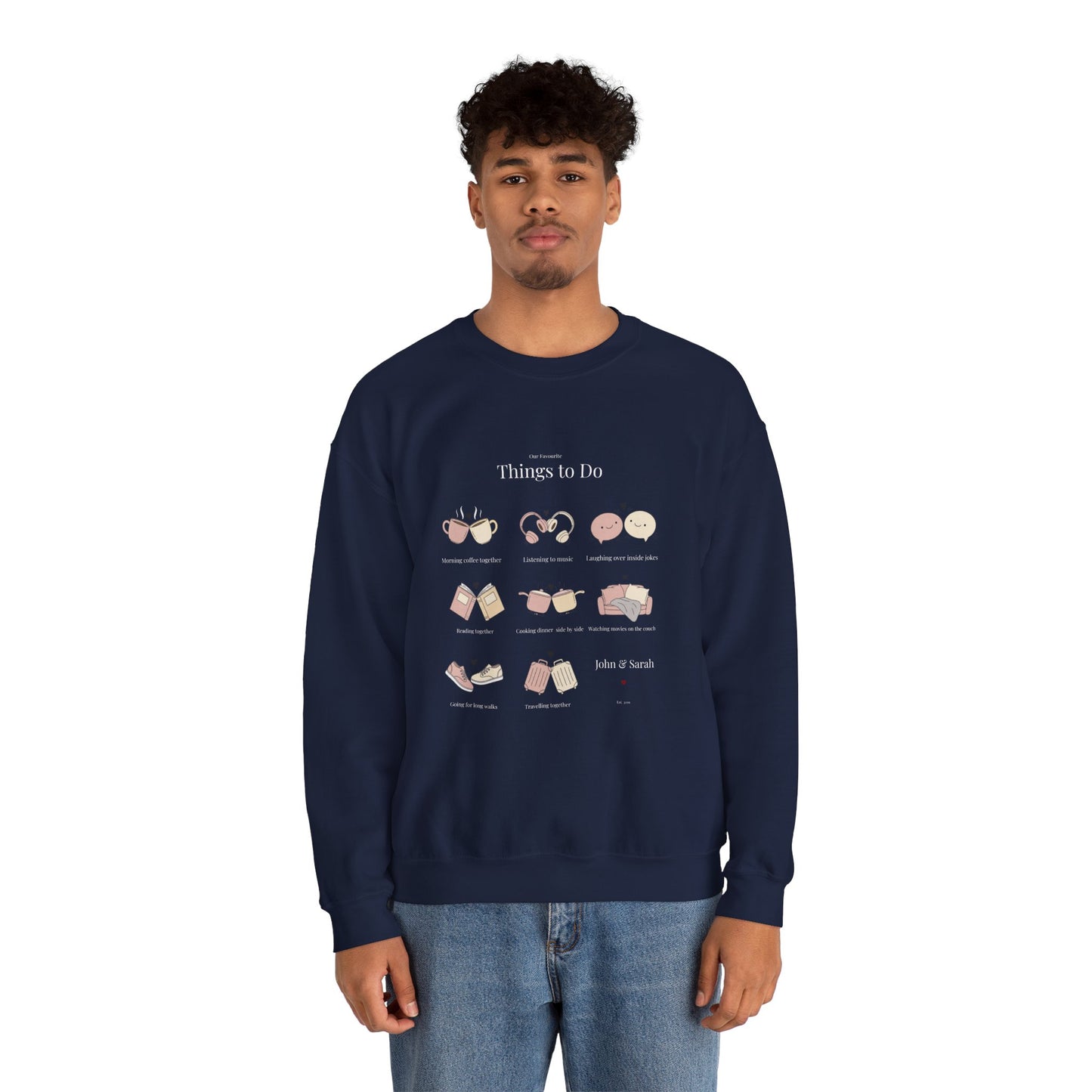 Our Favourite Things to Do Together – Personalised Illustration Crewneck Sweatshirt | Valentine’s Gift - 14726
