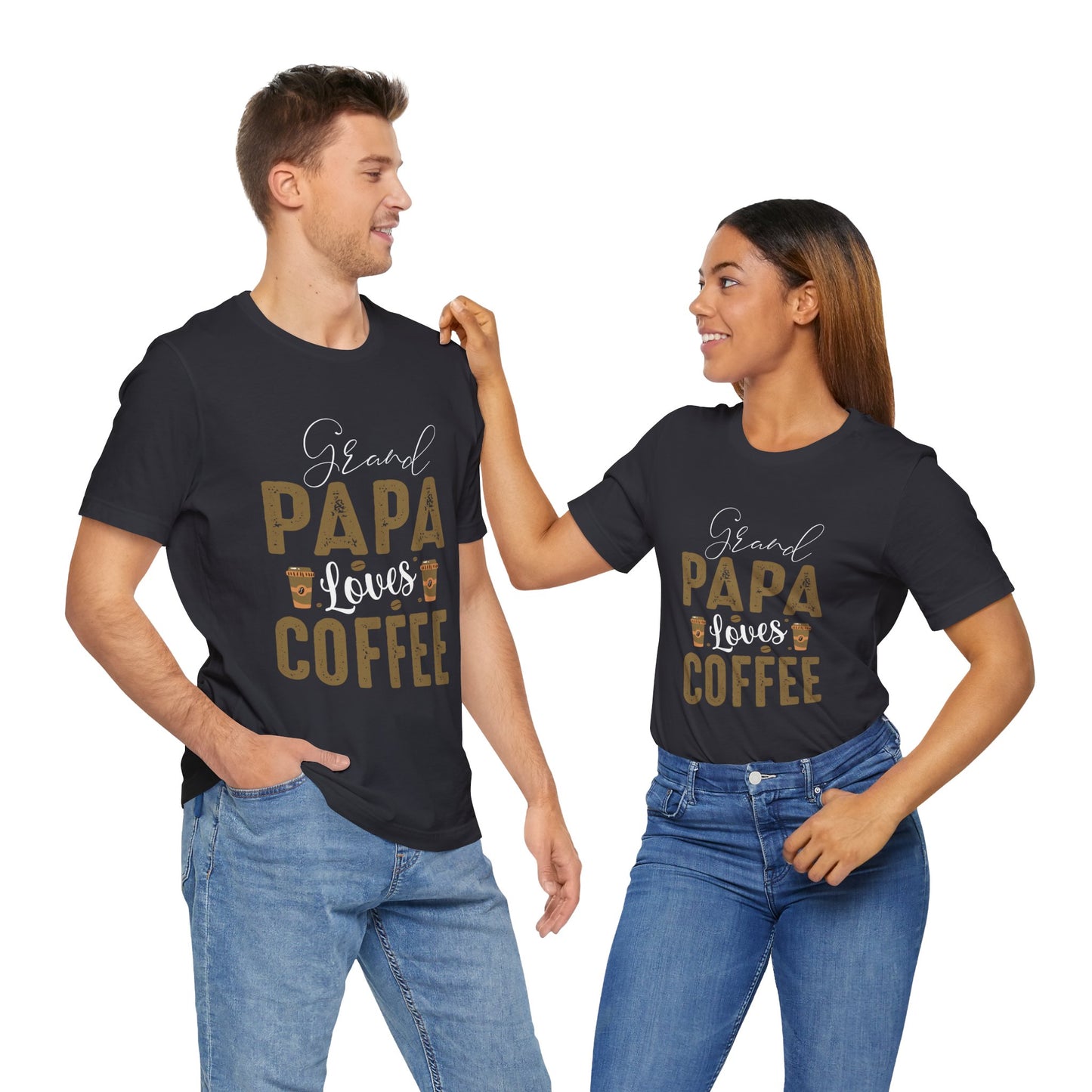 Grand Papa Loves Coffee - Unisex Jersey Short Sleeve Tee - 12553