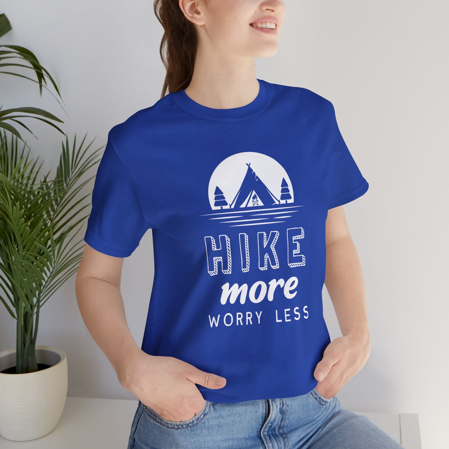 Camping: Hike More Worry Less - Unisex Jersey Short Sleeve Tee