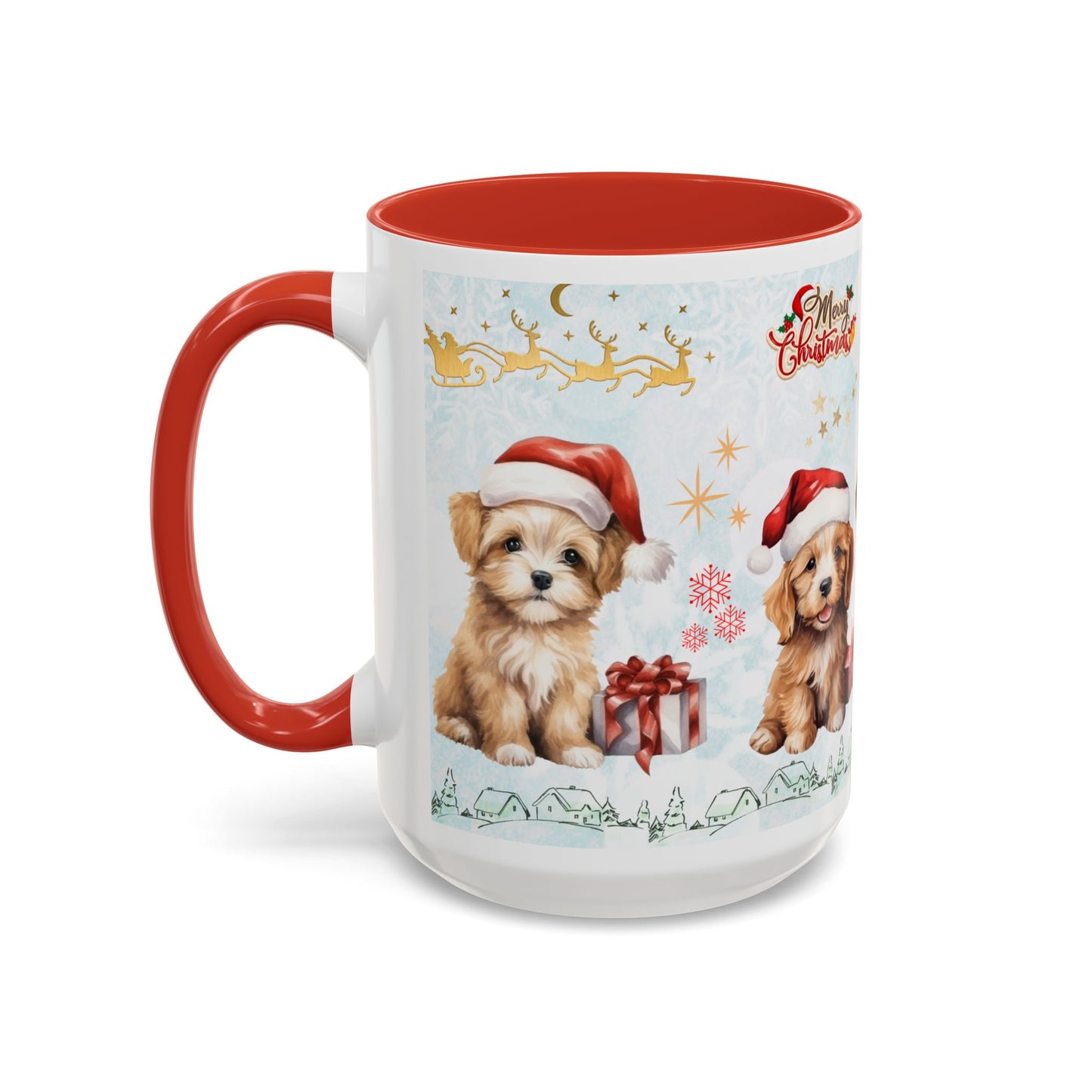 Merry Christmas, Puppies - Accent Coffee Mug (11, 15oz)