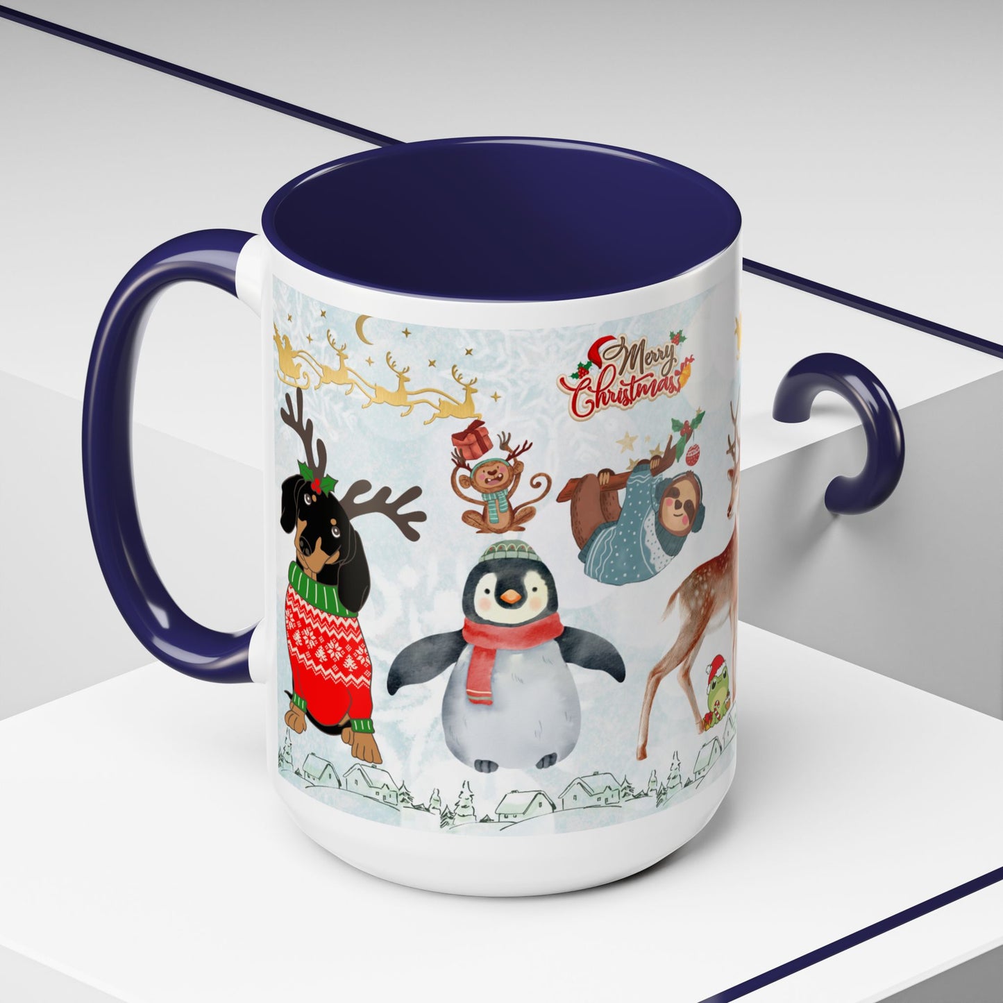 Merry Christmas, Animals - Accent Coffee Mug (11, 15oz)