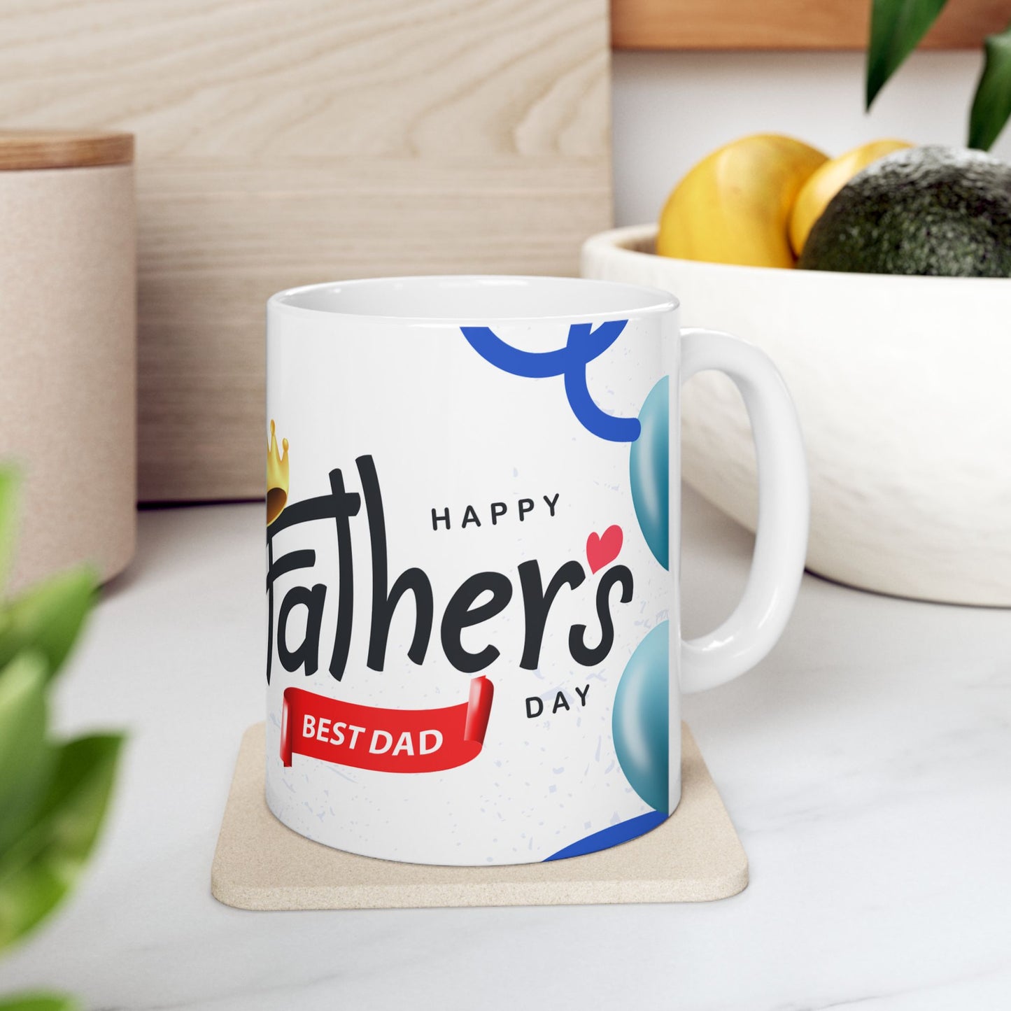 Father's Day Ceramic Mug, Best Dad Ever Gift, Cute Dad Coffee Cup, Blue Themed Dad Mug, Fun Father's Day Present - 14038
