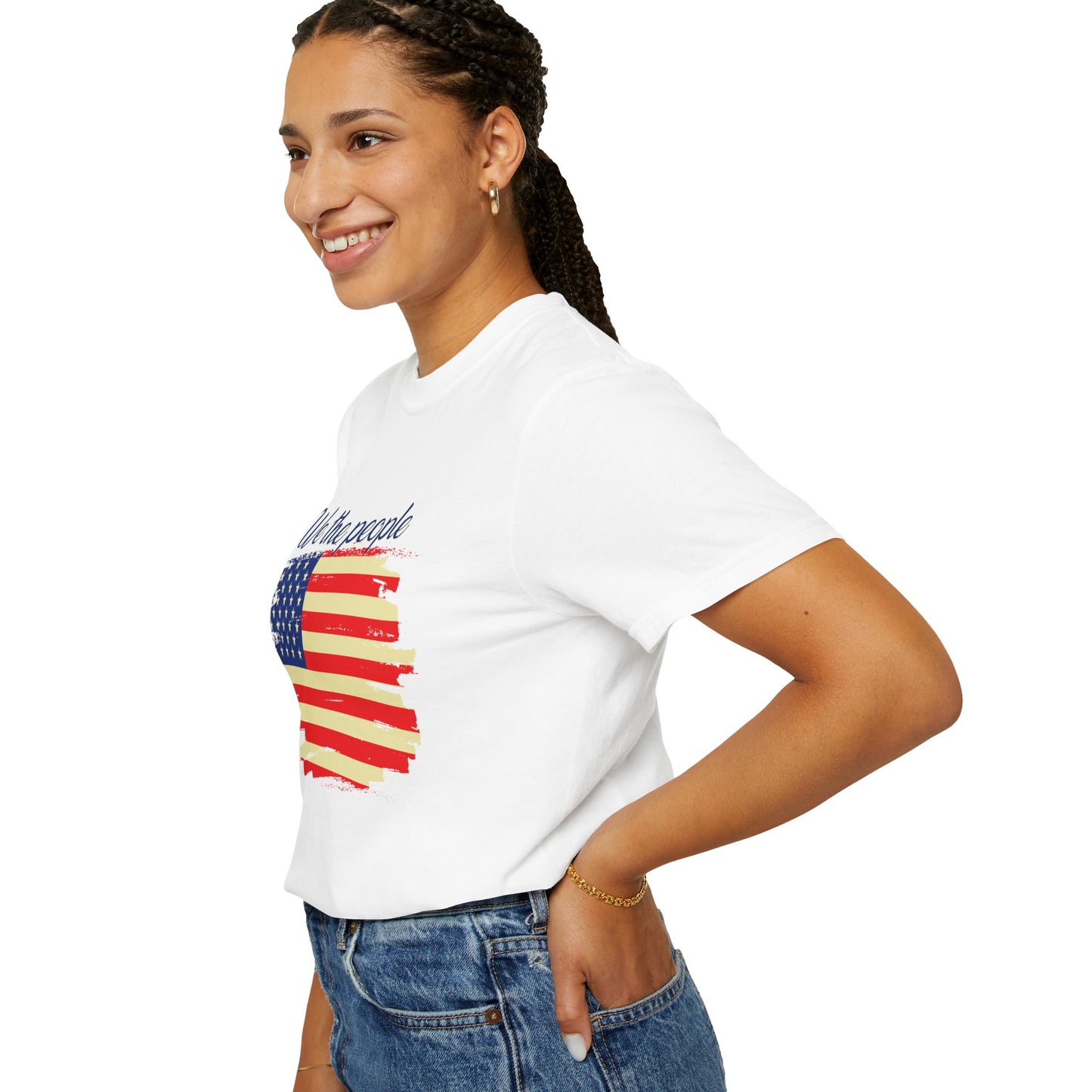 Patriotic Garment-Dyed T-Shirt - We the People, Independence Day Gift, Casual Wear, Constitution Day, Freedom Apparel - 13691