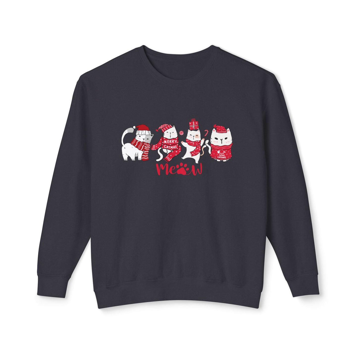 Cats, Merry Christmas - Unisex Lightweight Crewneck Sweatshirt - 10046