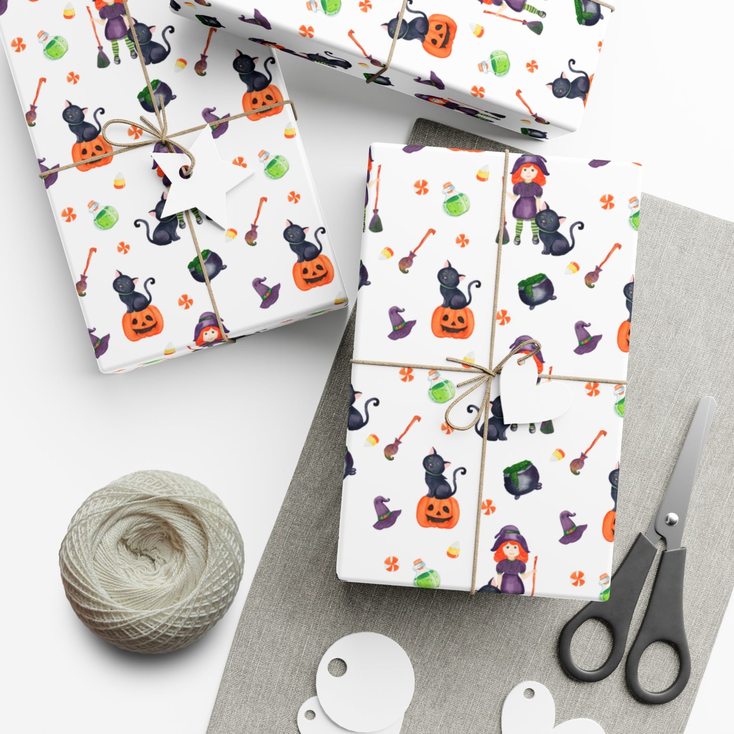 Halloween Girl with a Black Cat - Gift Wrap Papers