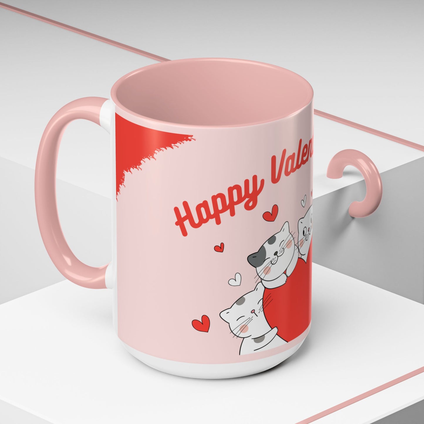 Cats, Happy Valentine's - Accent Coffee Mug (11, 15oz) - 11124