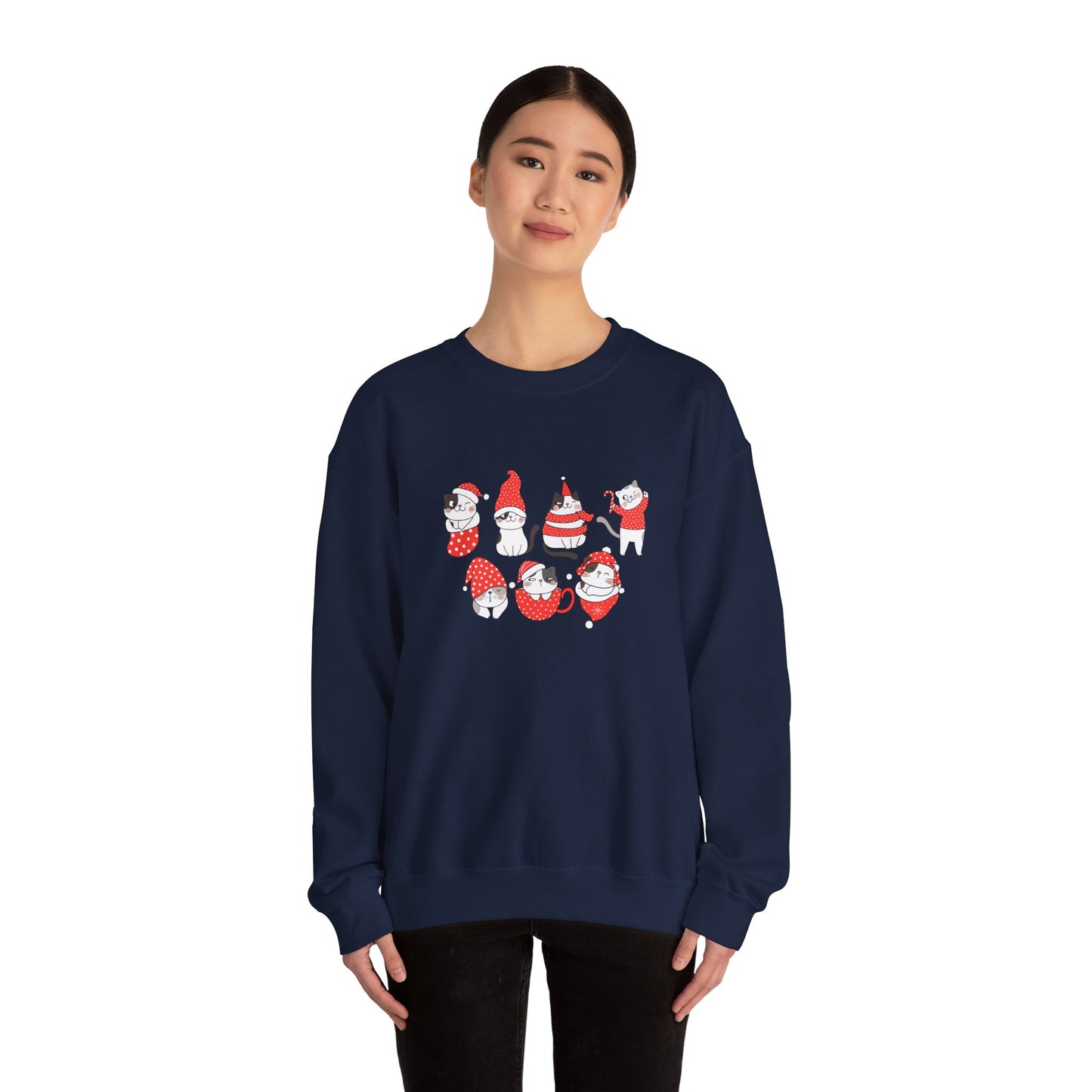 Cats, Merry Christmas - Unisex Heavy Blend™ Crewneck Sweatshirt - 10047