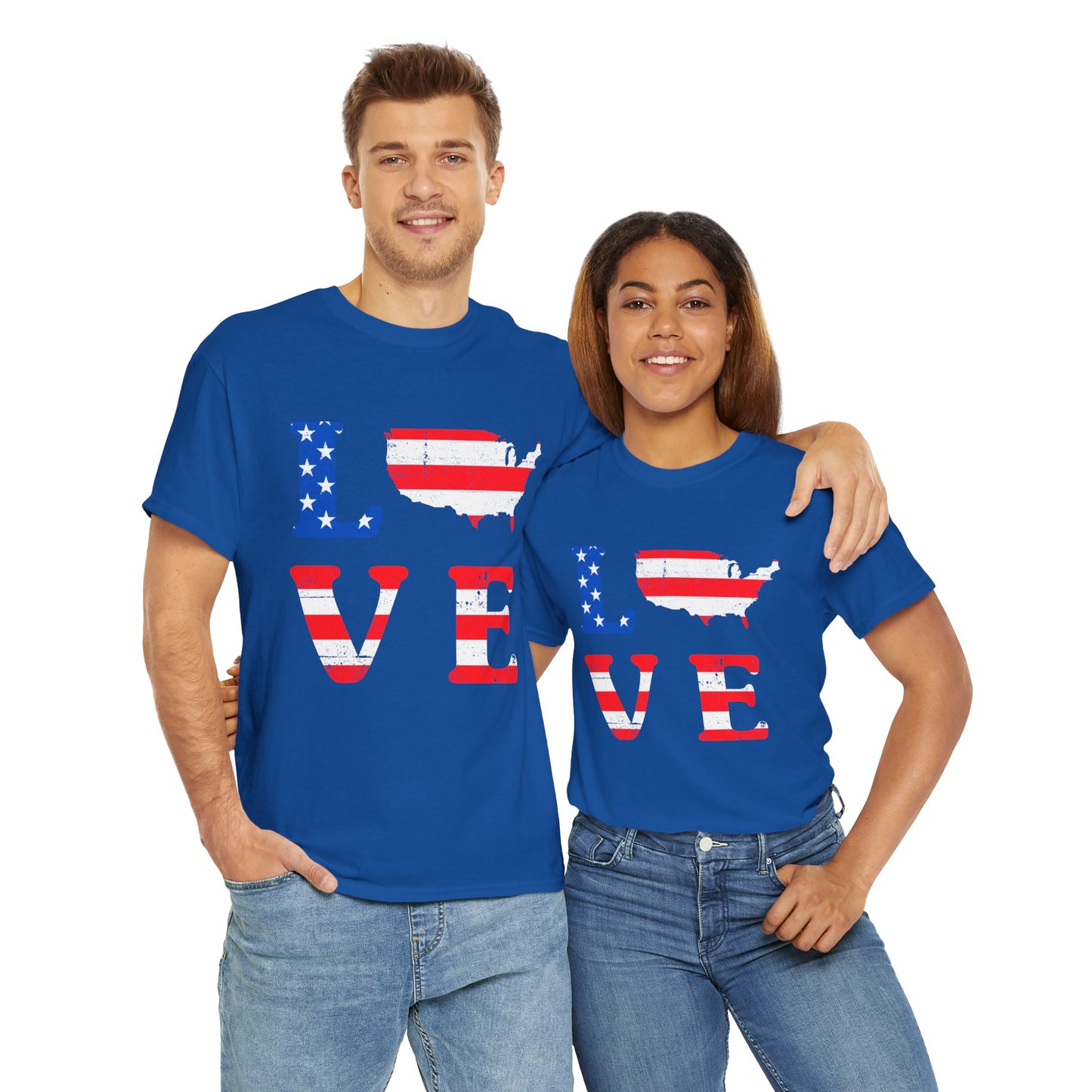 Patriotic Love Tee | Unisex Heavy Cotton T-Shirt, USA Love Shirt, 4th of July Gift, Casual Wear, Independence Day Apparel - 13696