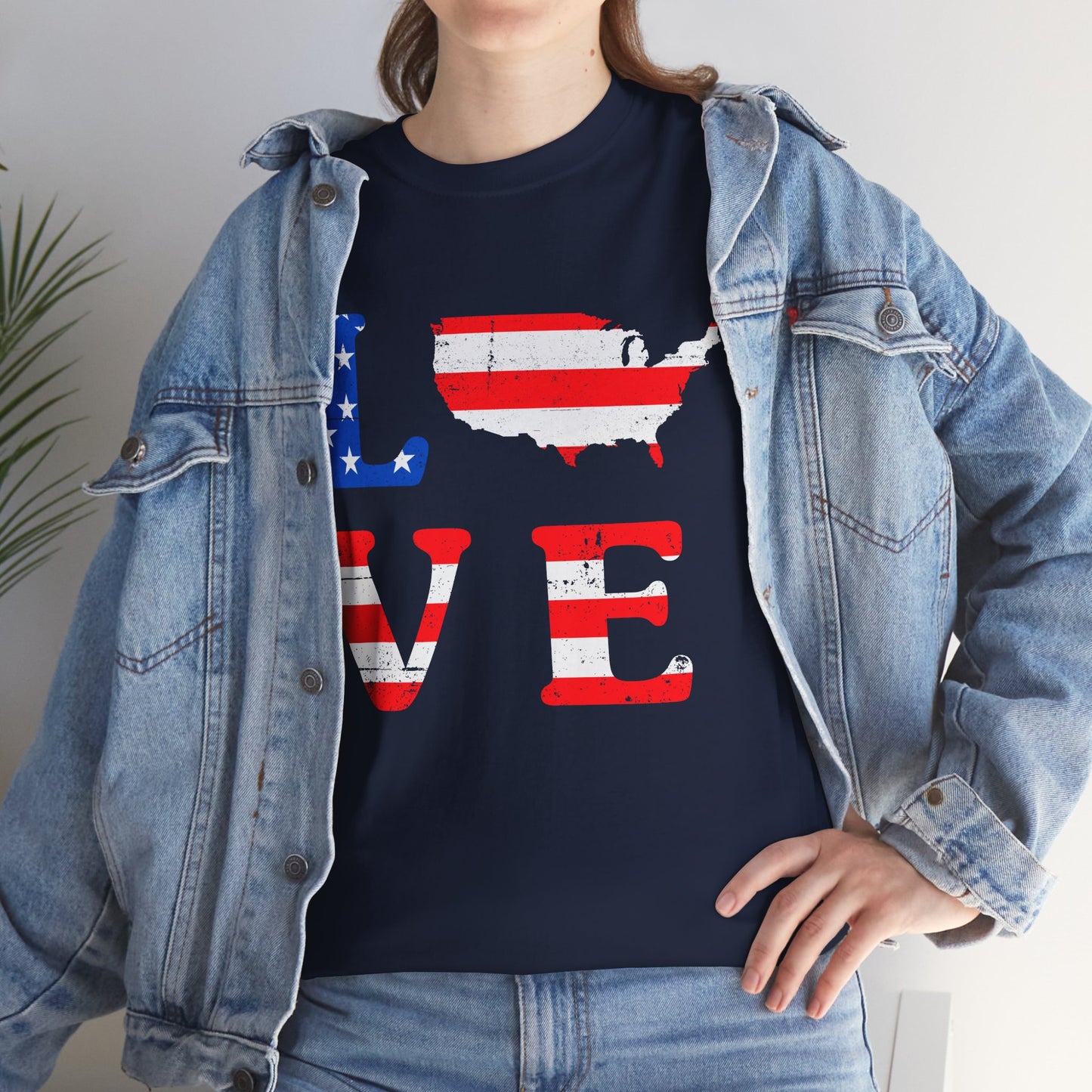 Patriotic Love Tee | Unisex Heavy Cotton T-Shirt, USA Love Shirt, 4th of July Gift, Casual Wear, Independence Day Apparel - 13696