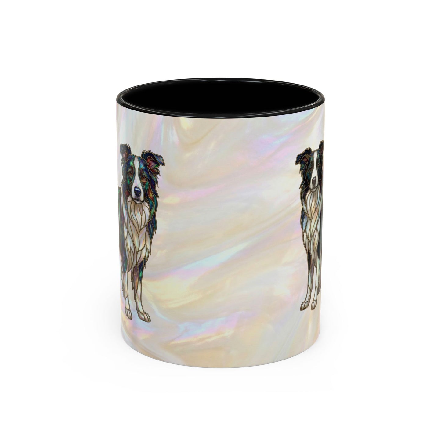 Border Collie Accent Coffee Mug — Stained Glass Design (11/15 oz) - 14619