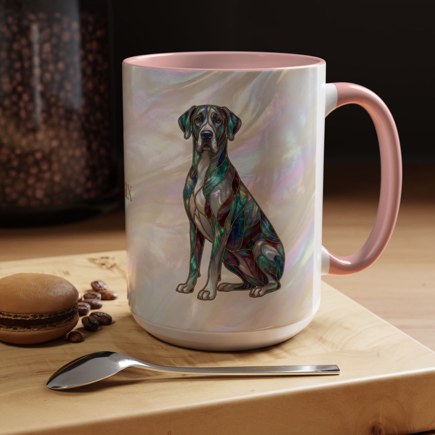 Personalized Great Dane Dog Mug — Stained Glass Design (11/15 oz) - 14550