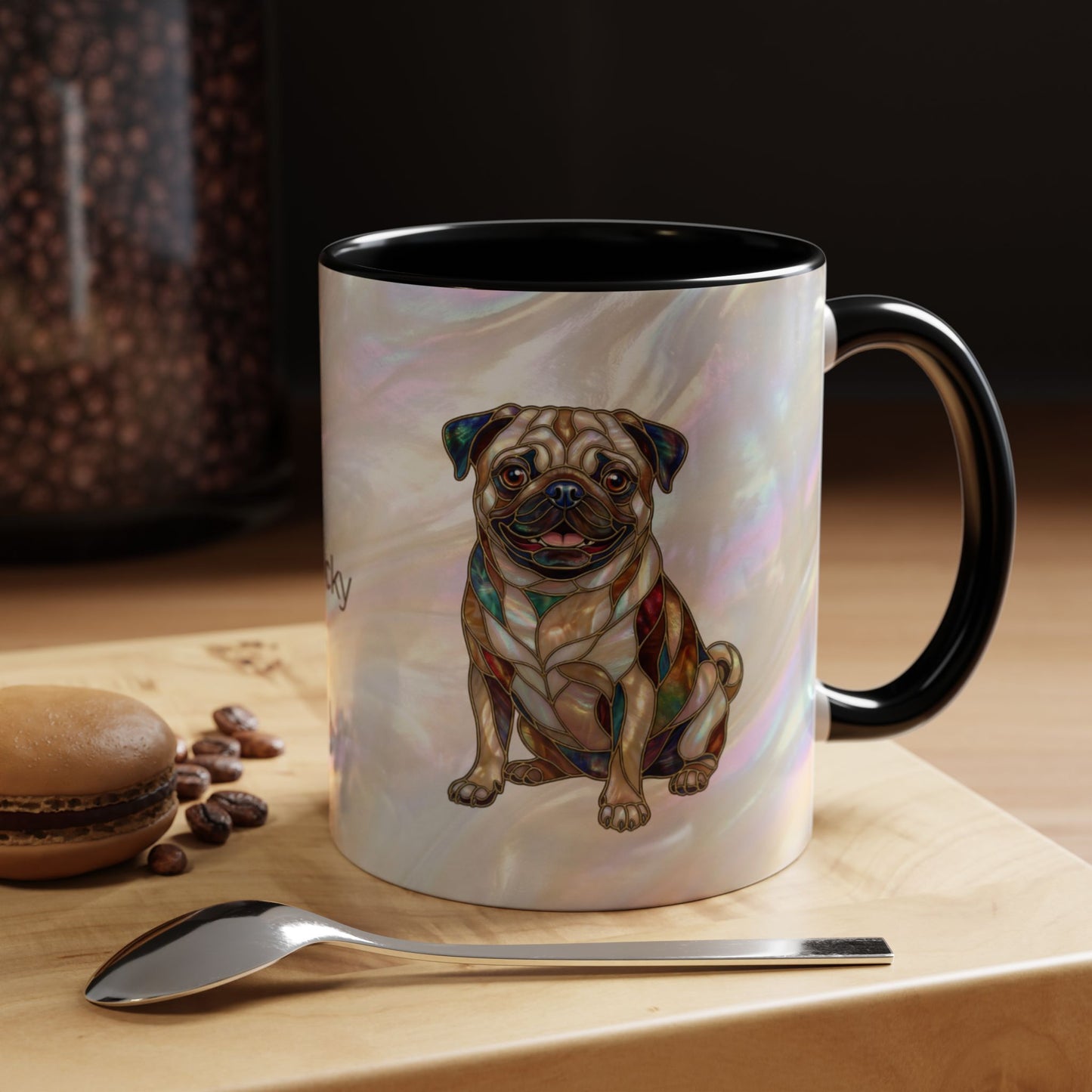 Pug Accent Coffee Mug –  Stained Glass Design (11/15oz) - 14547