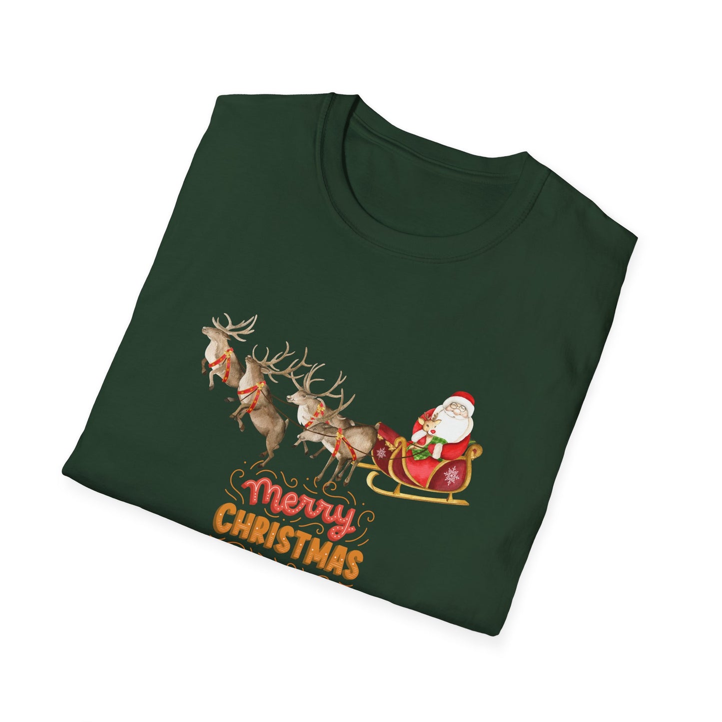 Santa & Reindeers - Unisex Softstyle T-Shirt - 10024