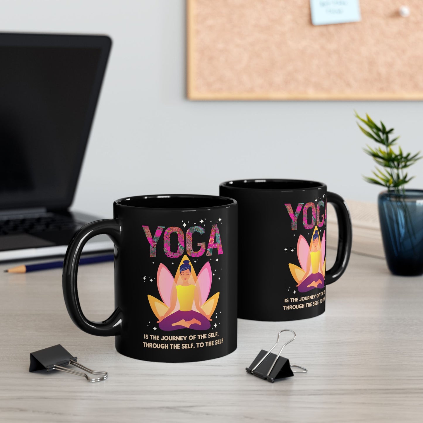 Yoga Is The Journey Of The Self Through The Self To The Self – Black Mug (11oz & 15oz) - 13214