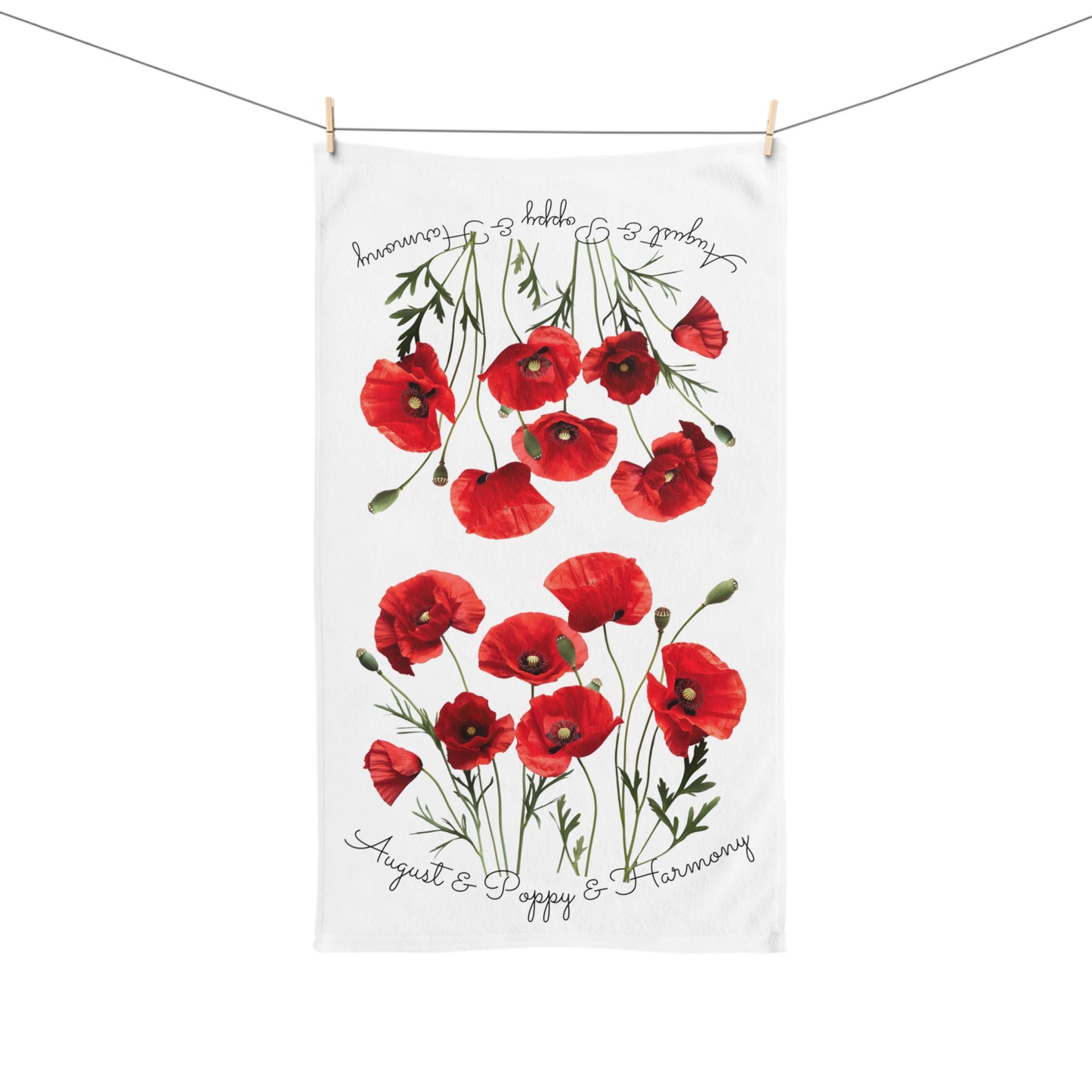 Happy Birthday August, Poppy - Hand Towel