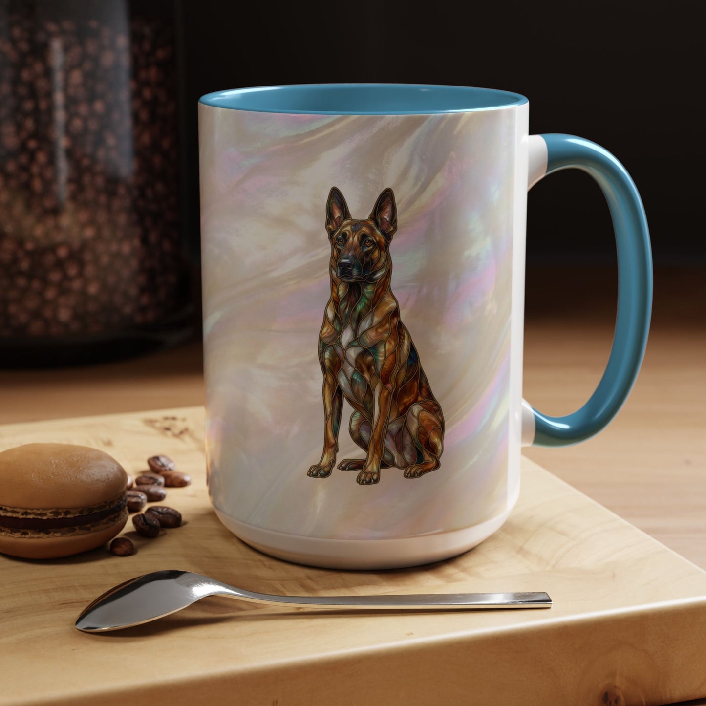 Belgian Malinois Accent Coffee Mug - Stained Glass Design 11oz & 15oz - 14616