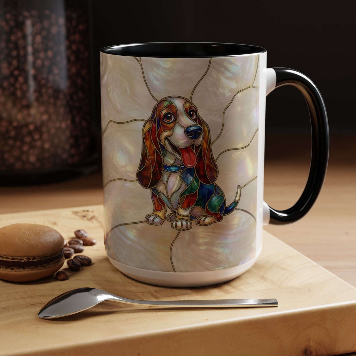 Basset Hound Stained Glass Accent Coffee Mug (11/15oz) - 14520