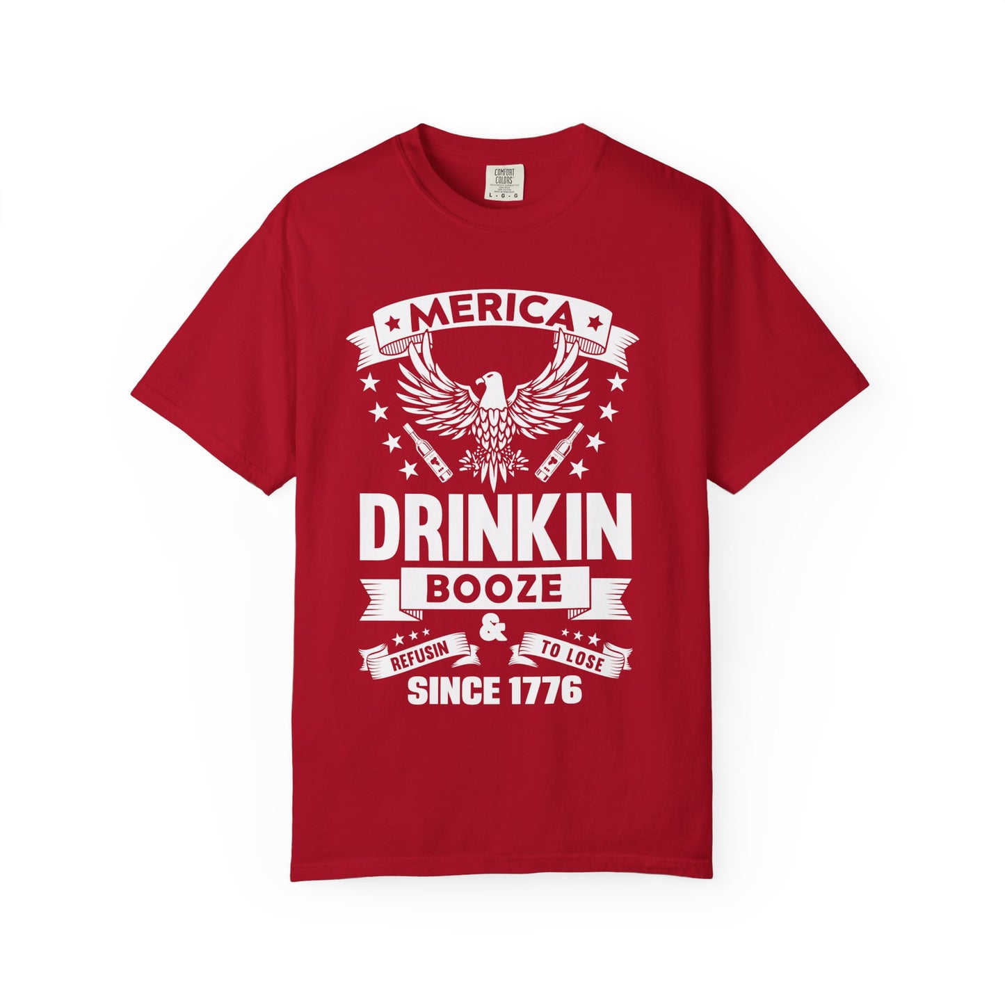 Patriotic Graphic Tee, Unisex Vintage T-shirt, Amerca Drinking Booze Shirt, Independence Day Gift, Casual Wear, Freedom Fashion - 13788
