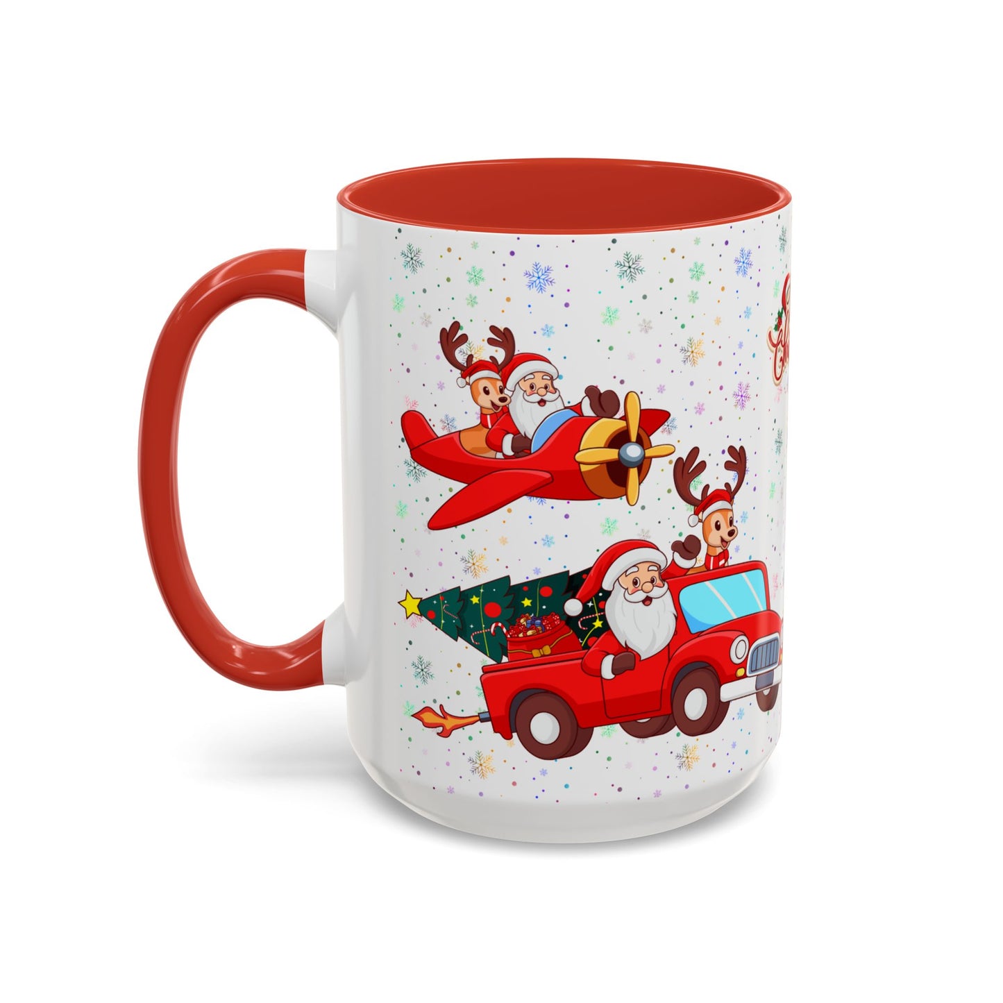 Christmas Party, Santa, Snowman, Reindeer - Accent Coffee Mug (11, 15oz) - 10426