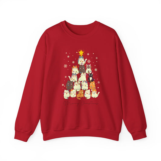 Cat Tree, Merry Christmas - Unisex Heavy Blend™ Crewneck Sweatshirt