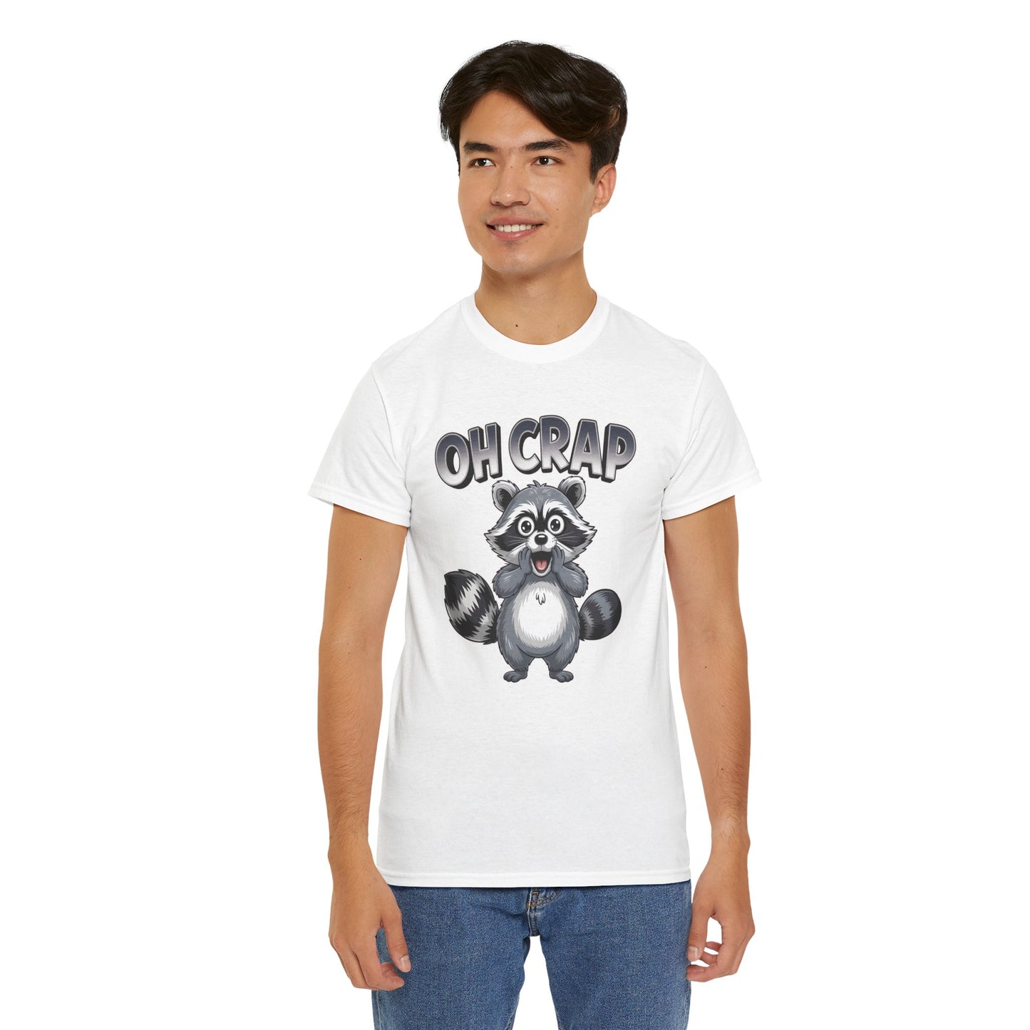 Funny Raccoon T-Shirt – “Oh Crap” Cute Meme Reaction Animal Tee Gift - 14855