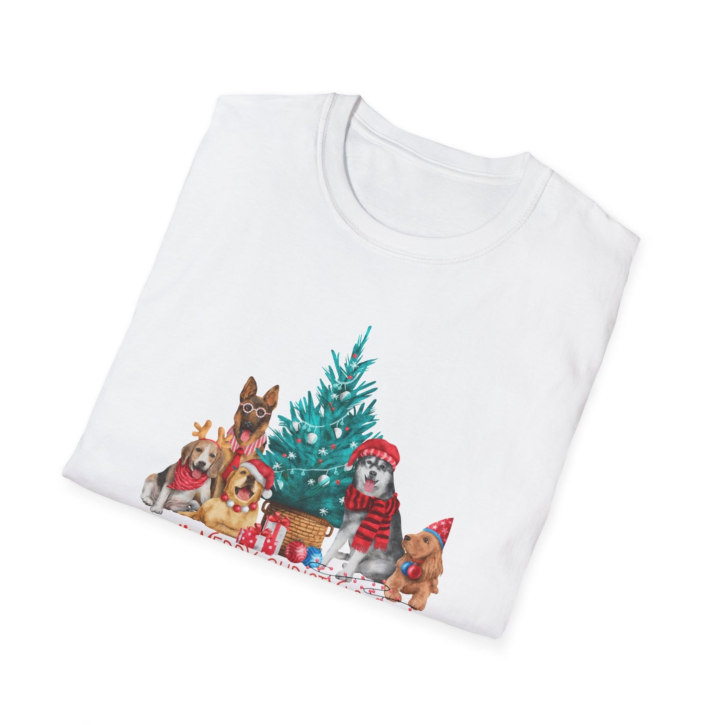 Dogs, Merry Christmas - Unisex Softstyle T-Shirt - 10281