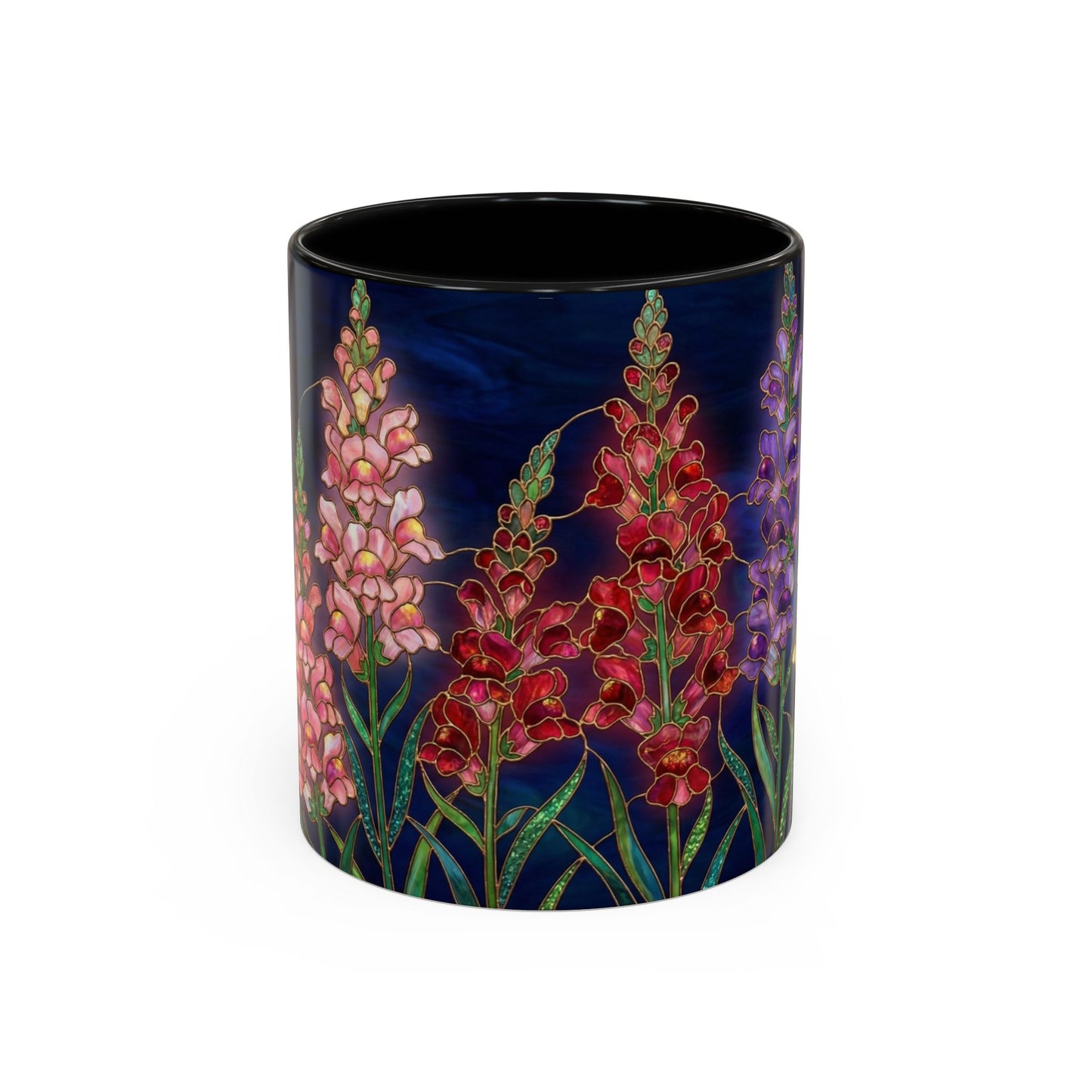 Snapdragon Floral Accent Coffee Mug — Stained Glass Design (11/15oz) - 14586