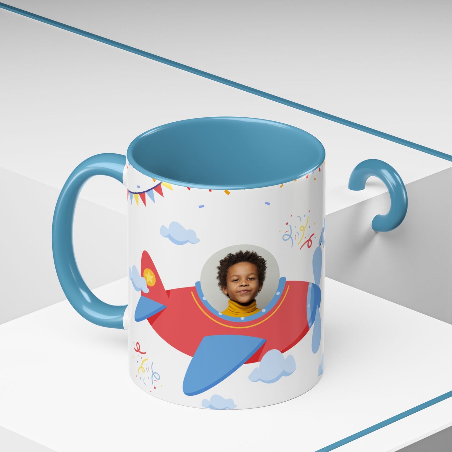 Happy 6th Birthday to A Boy Pilot, Details Customizable - Accent Coffee Mug (11, 15oz) - 11233