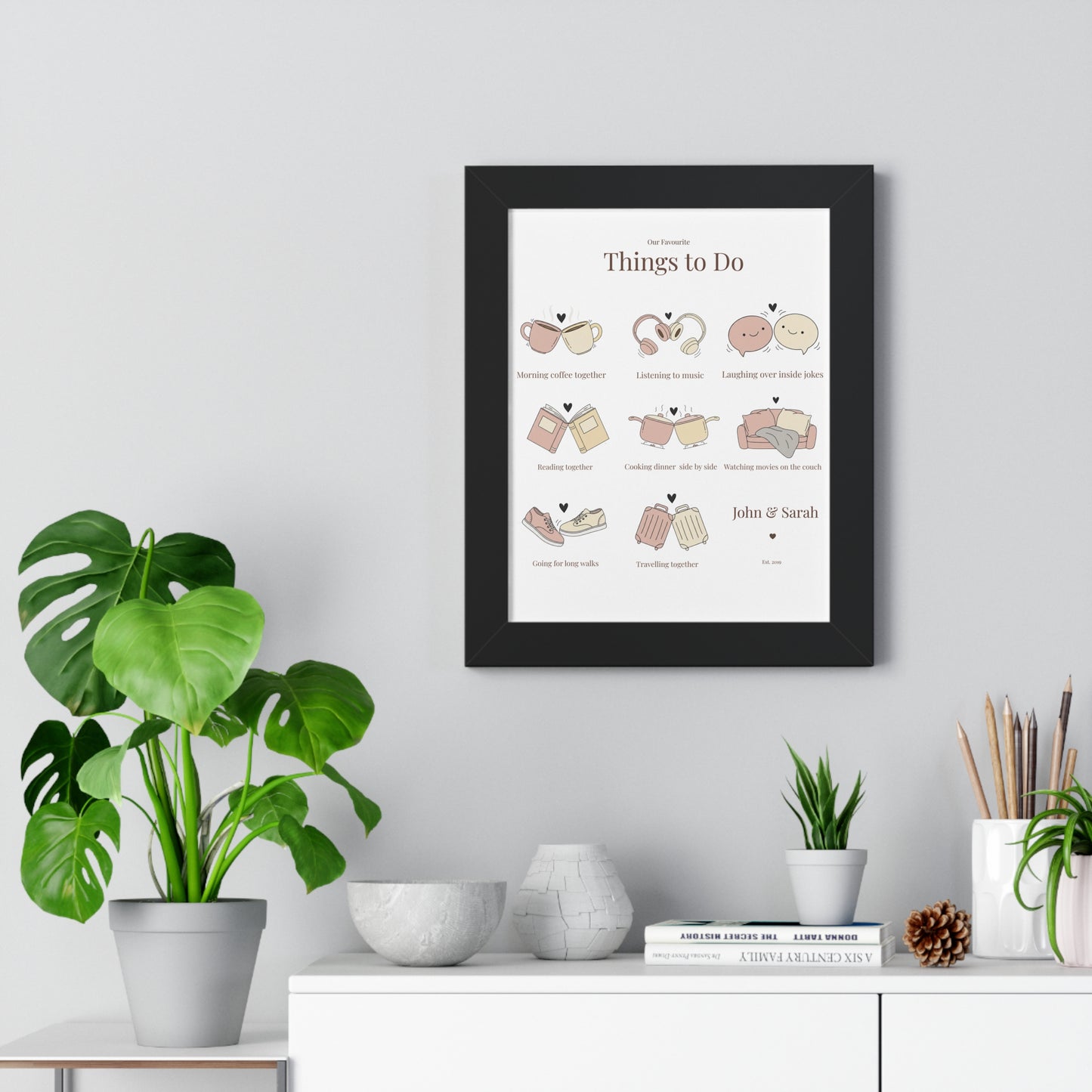 Framed Poster – “Our Favourite Things to Do” Personalized Couple Print | Valentine’s Gift - 14708