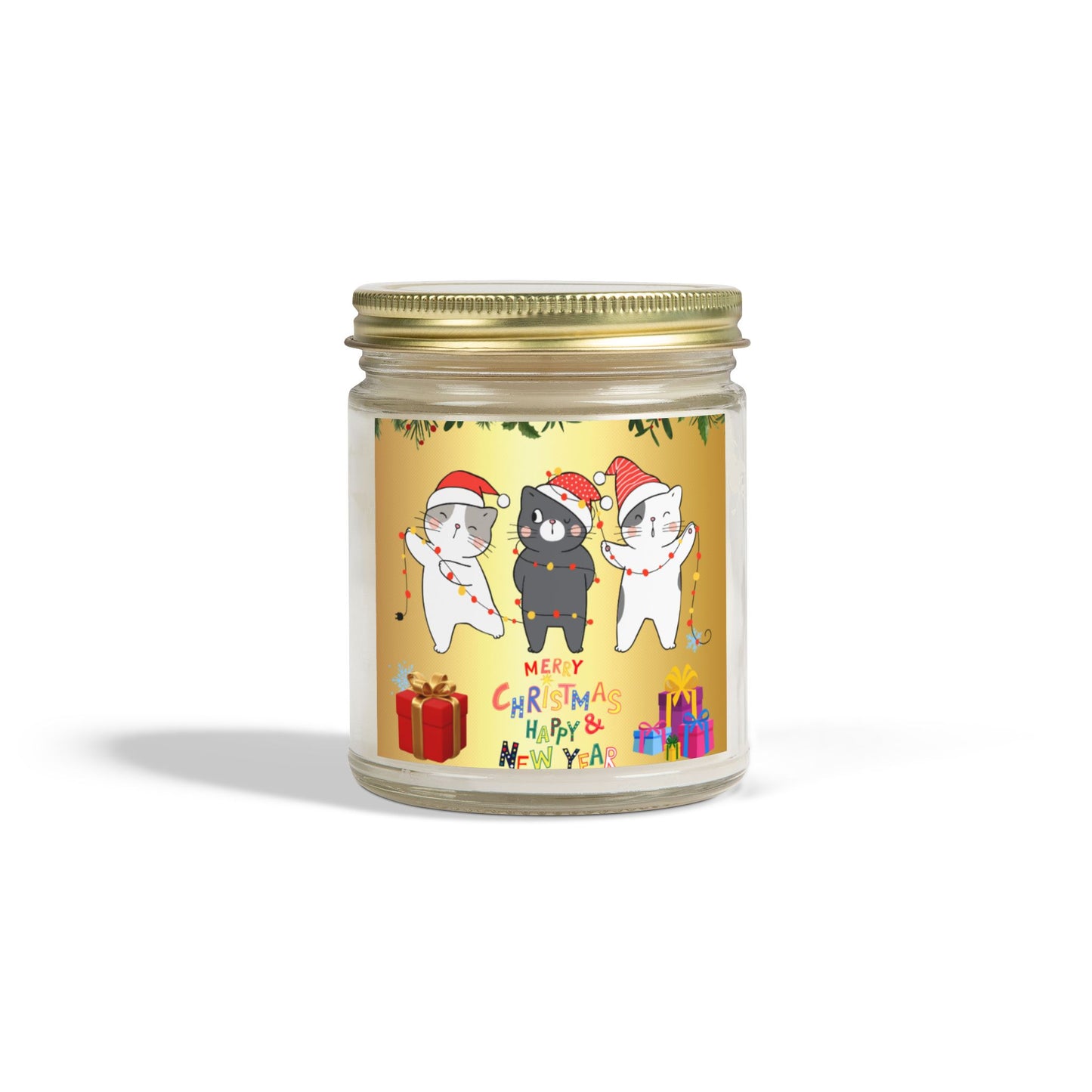 Cute Kittens: Merry Christmas - Scented Candles, Coconut Apricot Wax (4oz, 9oz)