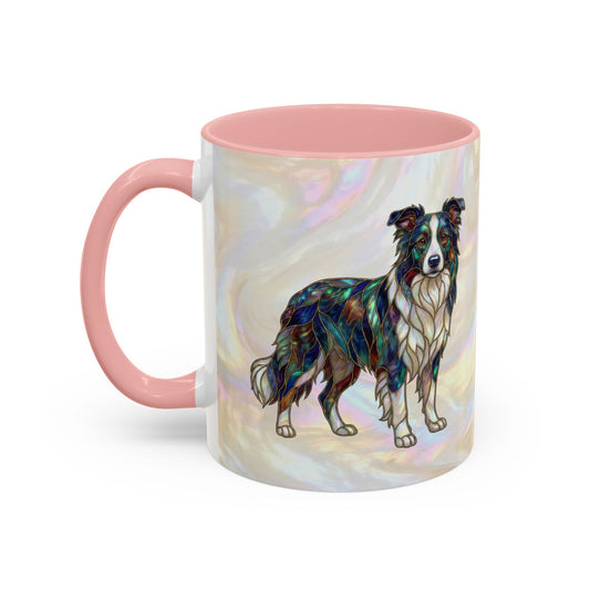 Border Collie Accent Coffee Mug — Stained Glass Design (11/15 oz) - 14619