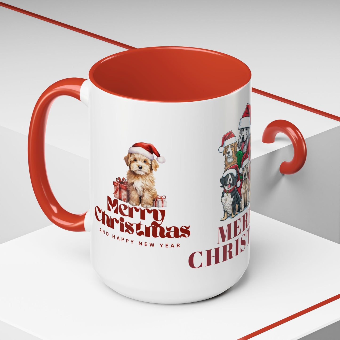 Dogs, Merry Christmas - Accent Coffee Mug (11, 15oz)