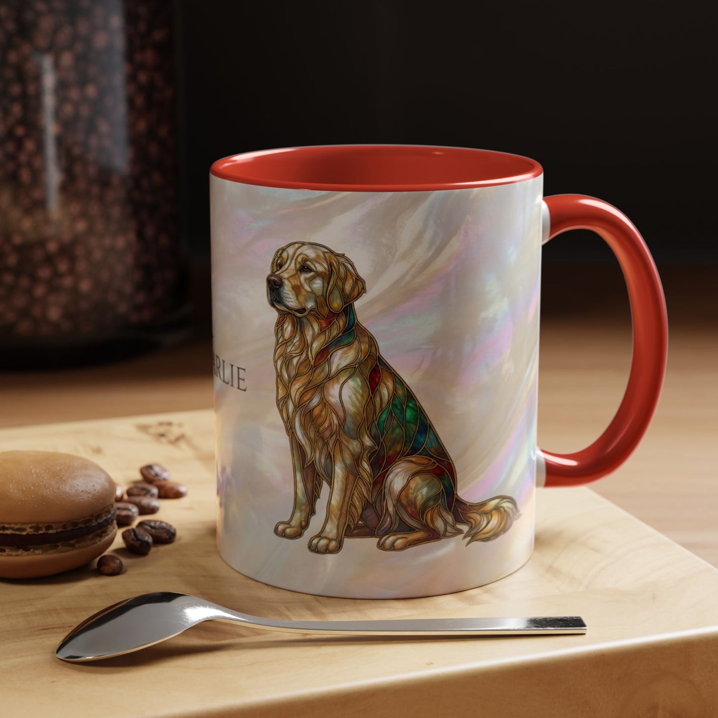 Personalized Golden Retriever Coffee Mug - Stained Glass Design 11/15oz - 14534