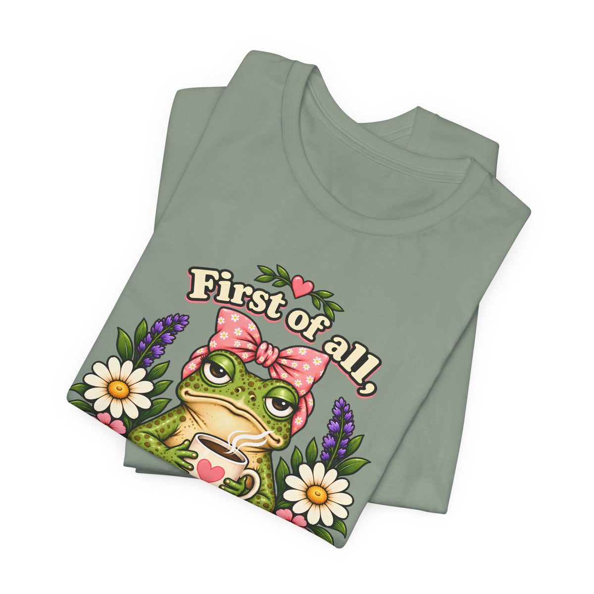 Let Me Bloom in Peace Frog T-Shirt, Cute Floral Coffee Tee - 14500
