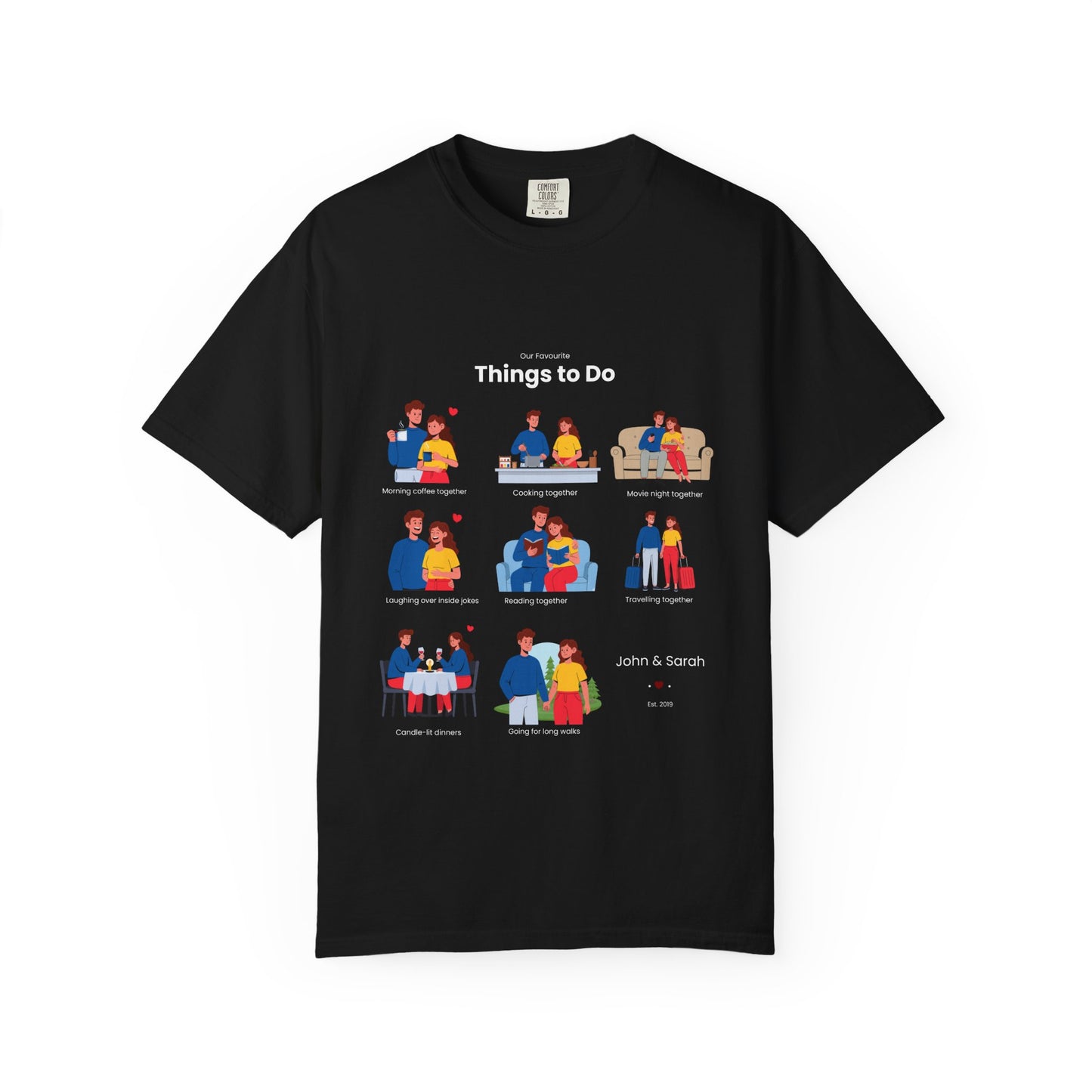 Our Favourite Things to Do Together – Personalised Valentine’s Illustration T-Shirt Gift - 14722