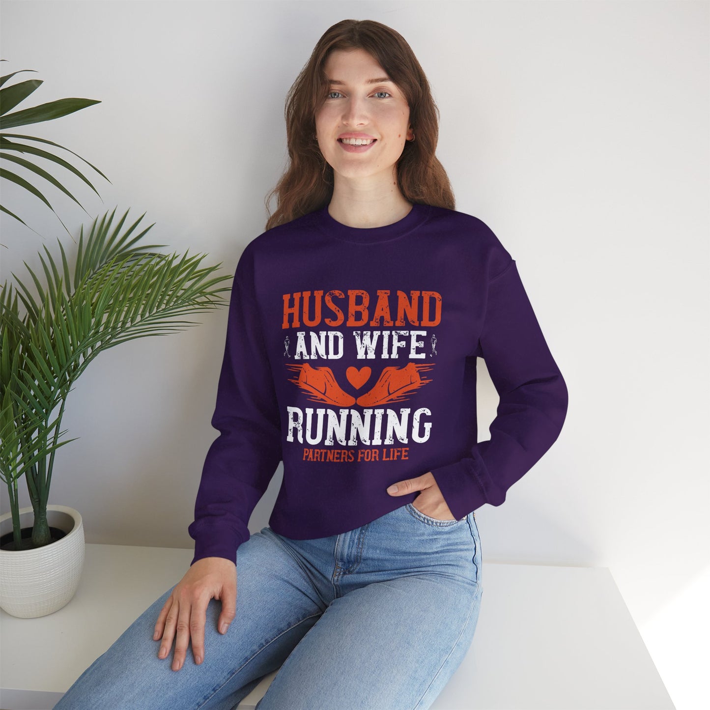 Husband & Wife, Running Partners For Life - Unisex Heavy Blend™ Crewneck Sweatshirt