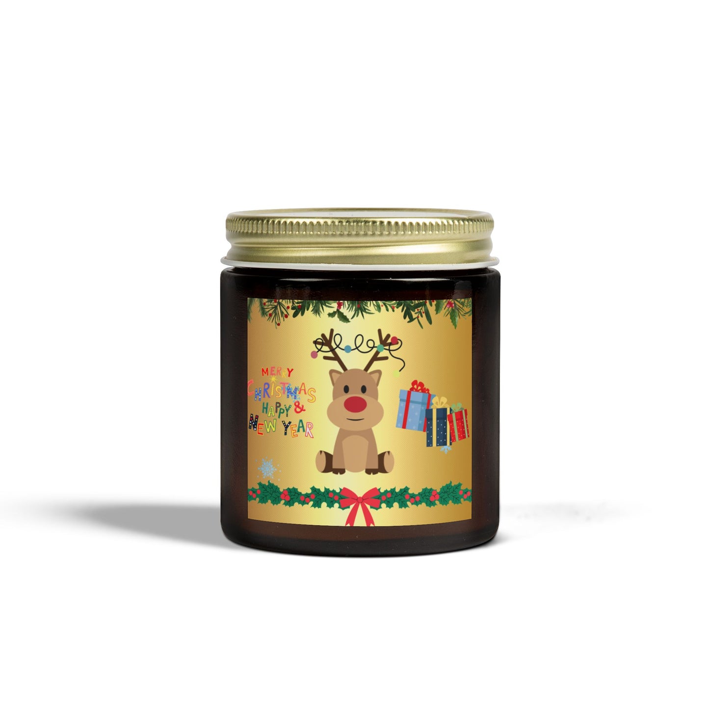 Christmas, Deer - Scented Candles, Coconut Apricot Wax (4oz, 9oz)