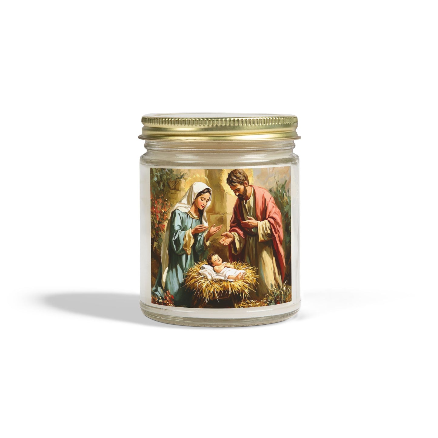 Mary, Joseph &  Baby Jesus- Scented Candles, Coconut Apricot Wax (4oz, 9oz) - 10387