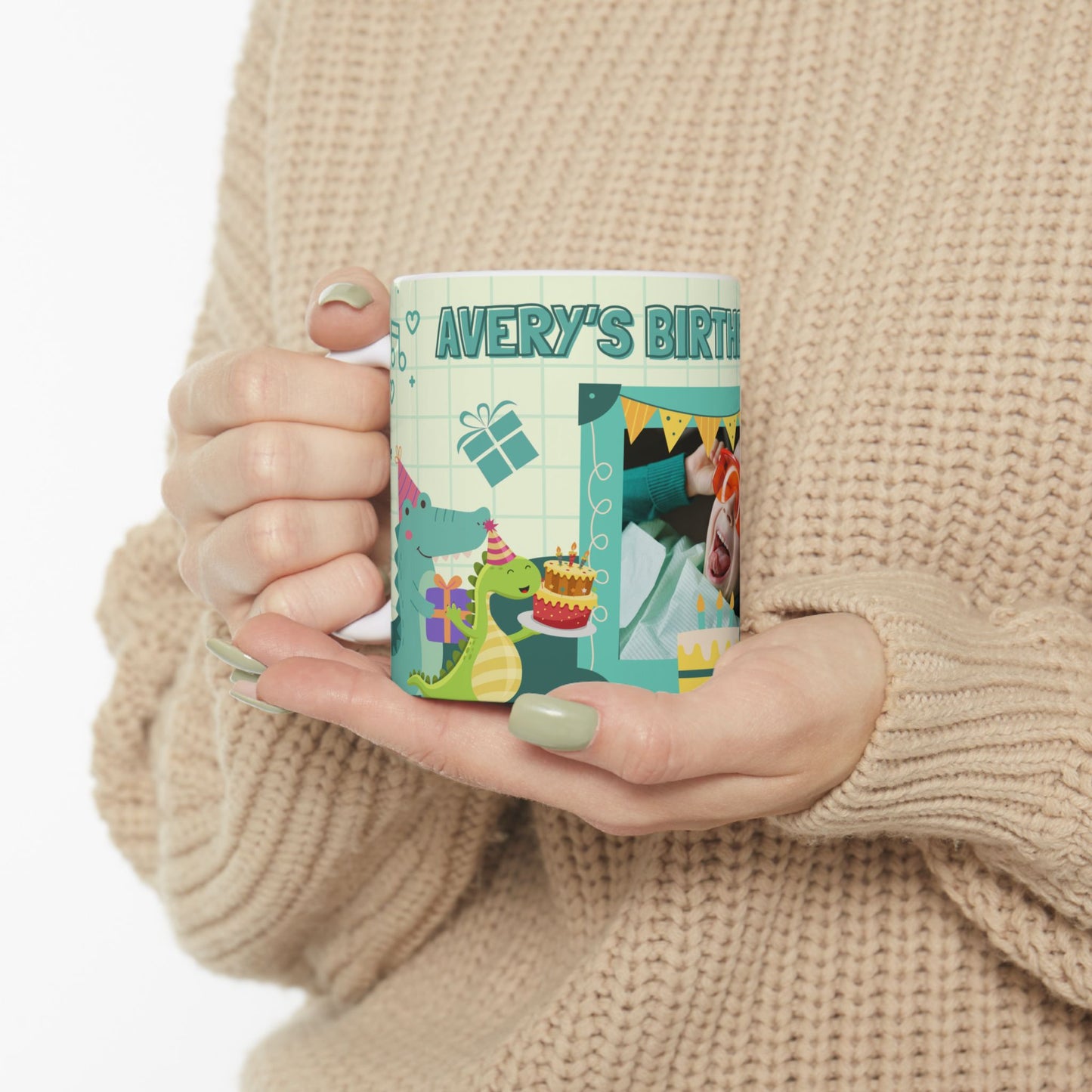 Birthday Party Dino Mug, Fun Kids Mug, Celebration Drinkware, Dinosaur Gift, Party-Themed Ceramic - 14000