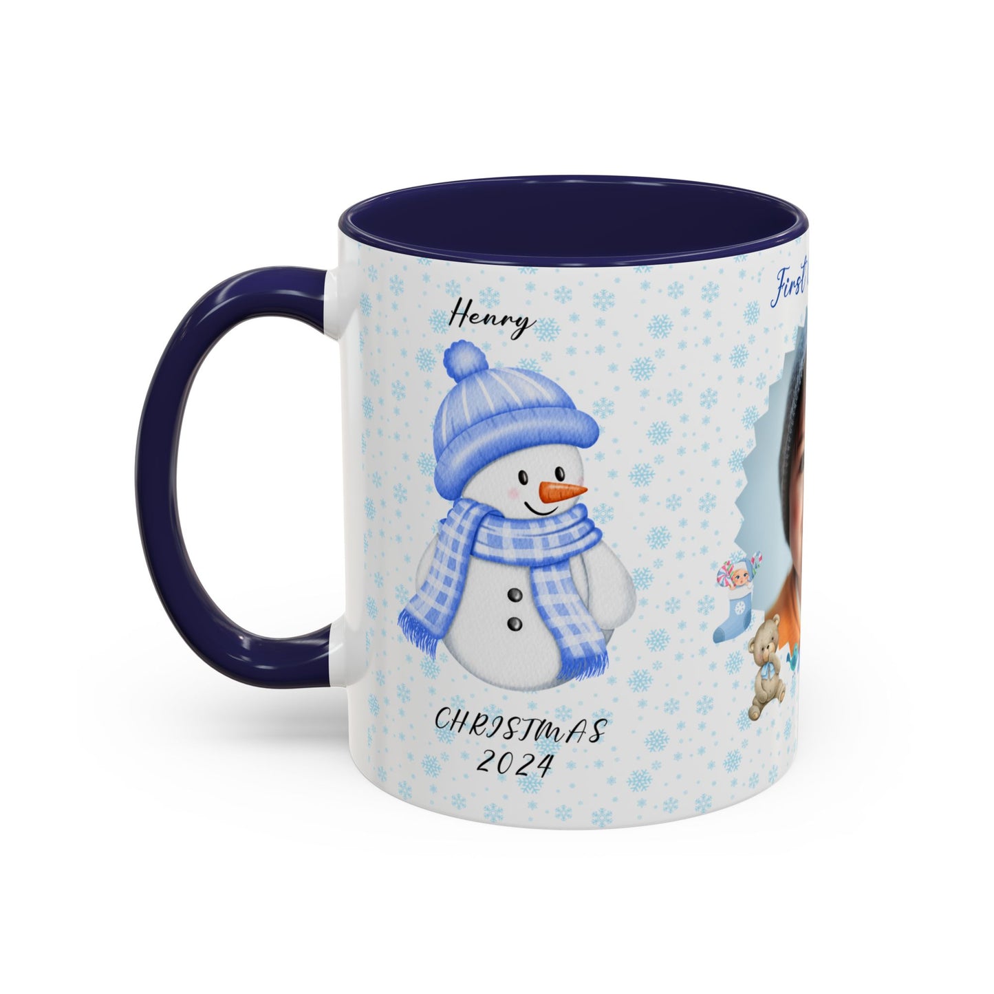 First Christmas, Baby boy, Customizable - Accent Coffee Mug (11, 15oz) - 10002