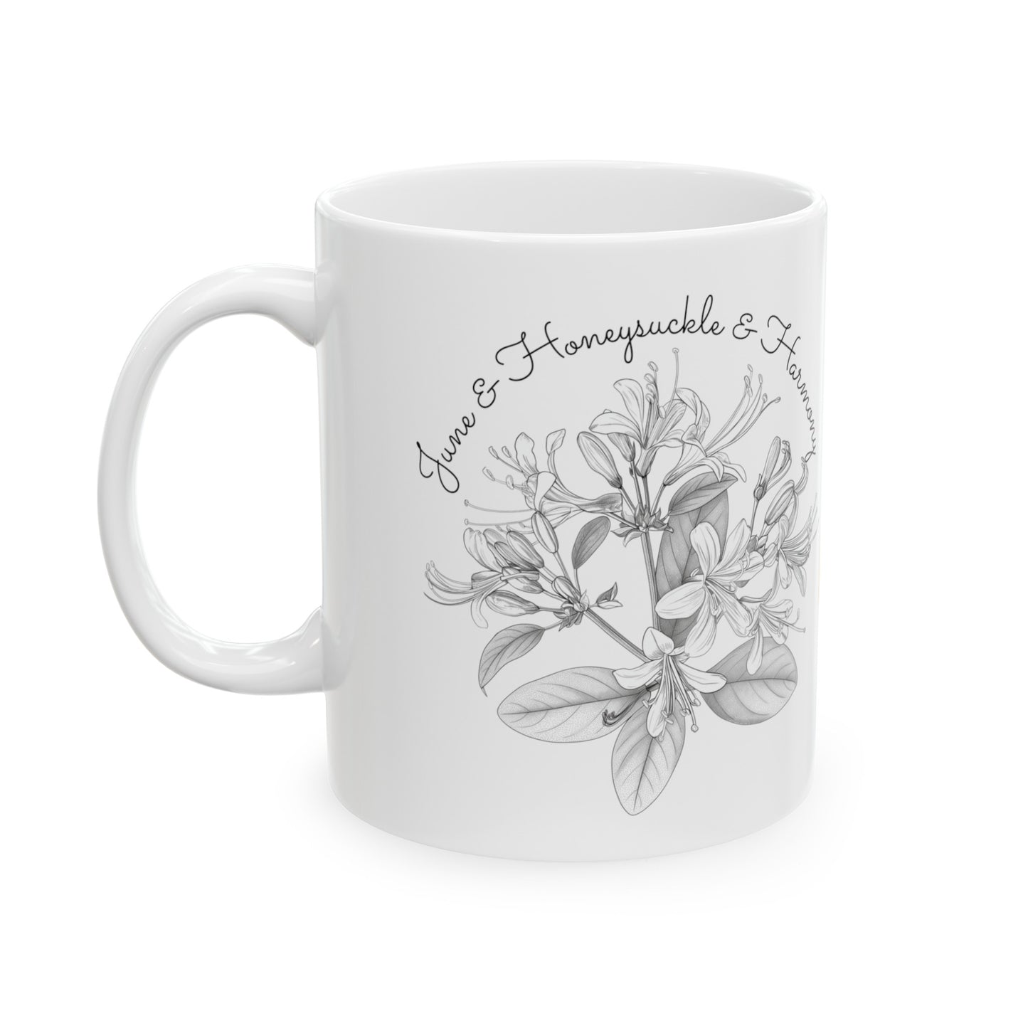 Happy Birthday, June, Honeysuckle, Customized Ceramic Mug, (11oz, 15oz)