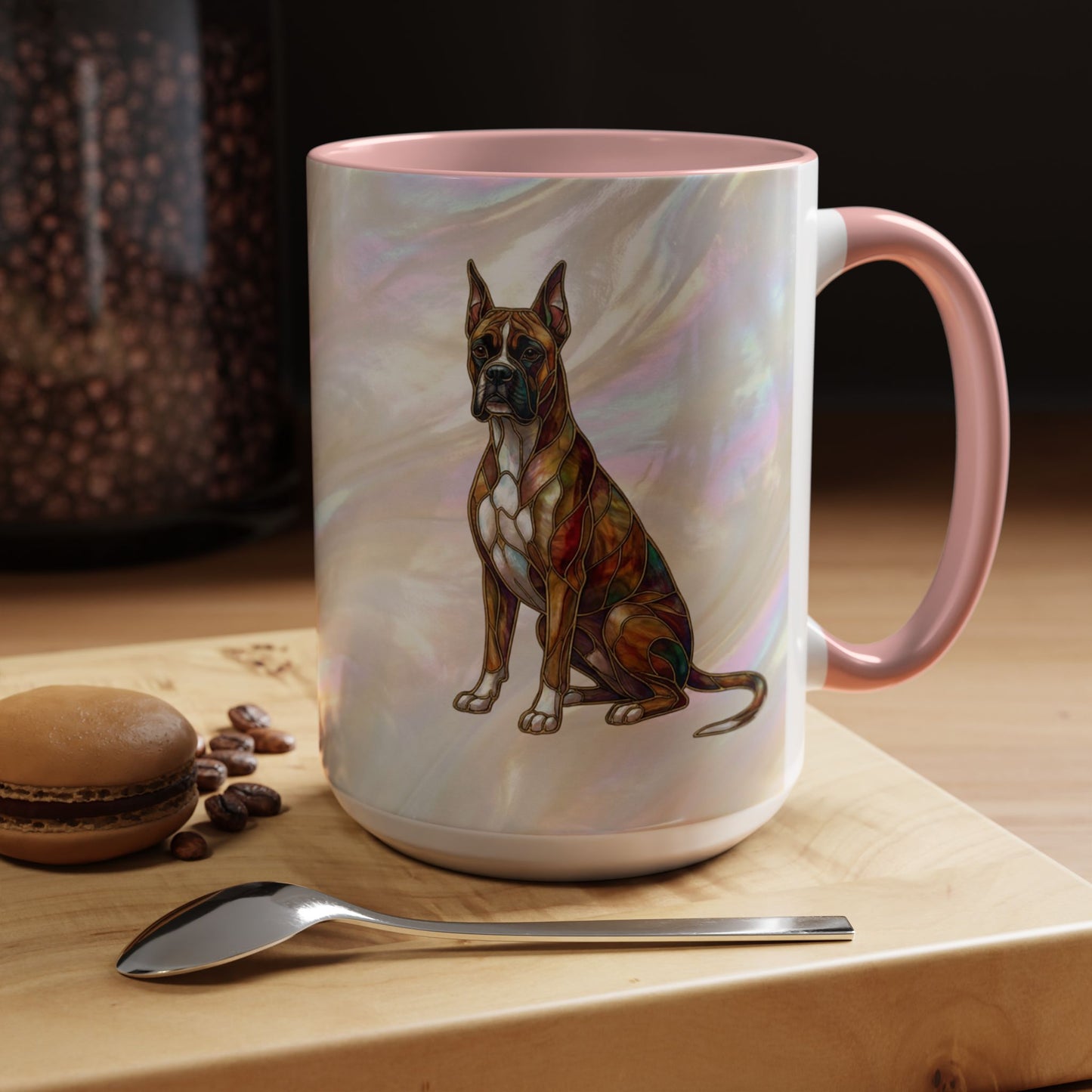Boxer Accent Coffee Mug -Stained Glass Style (11/15oz) - 14621