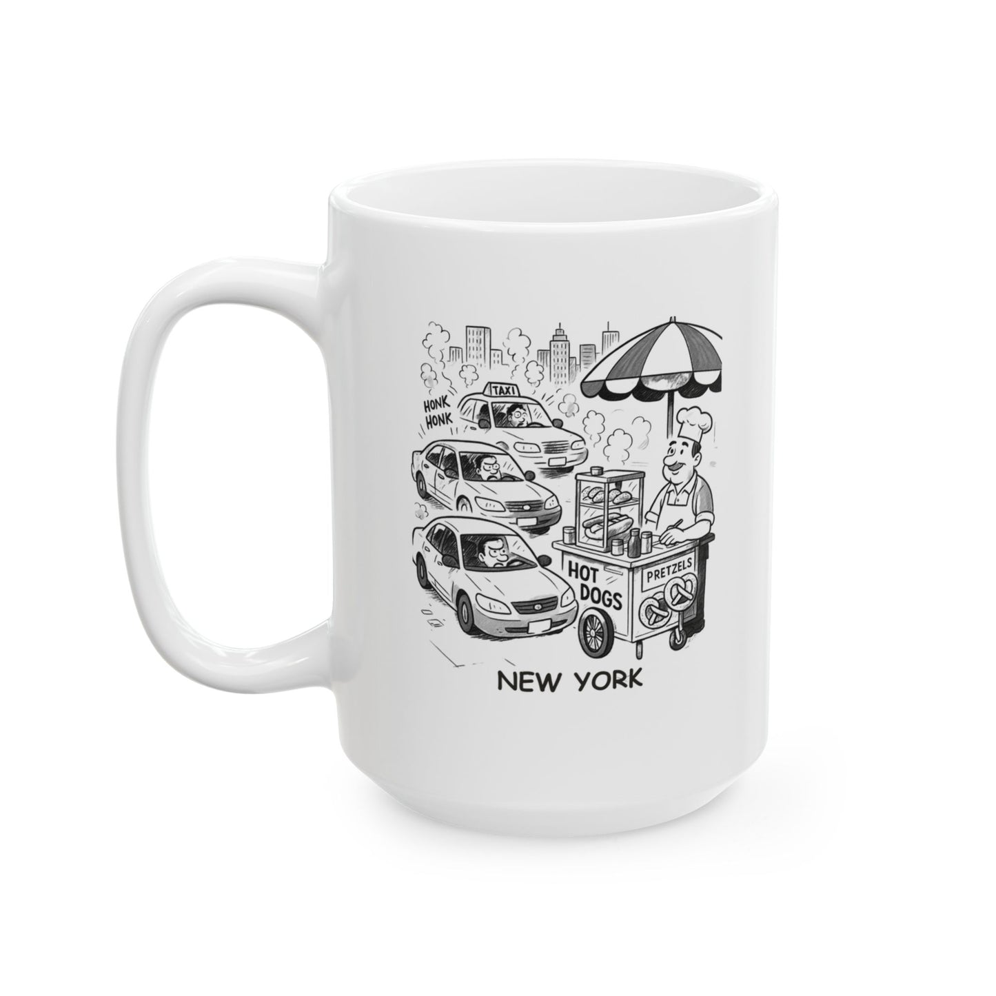 "New York: Where the traffic is chaotic, but the street food is gourmet." Ceramic Mug - 12835