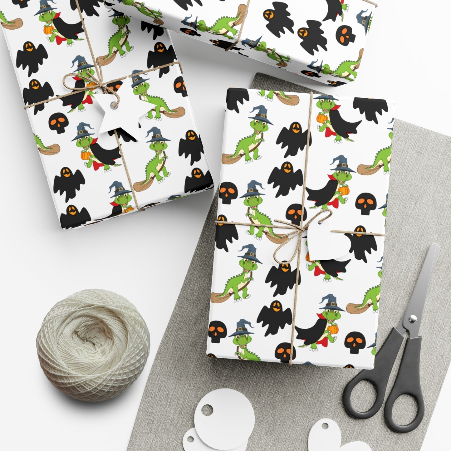 Green Dinosaur Witch  - Gift Wrap Papers - 13989