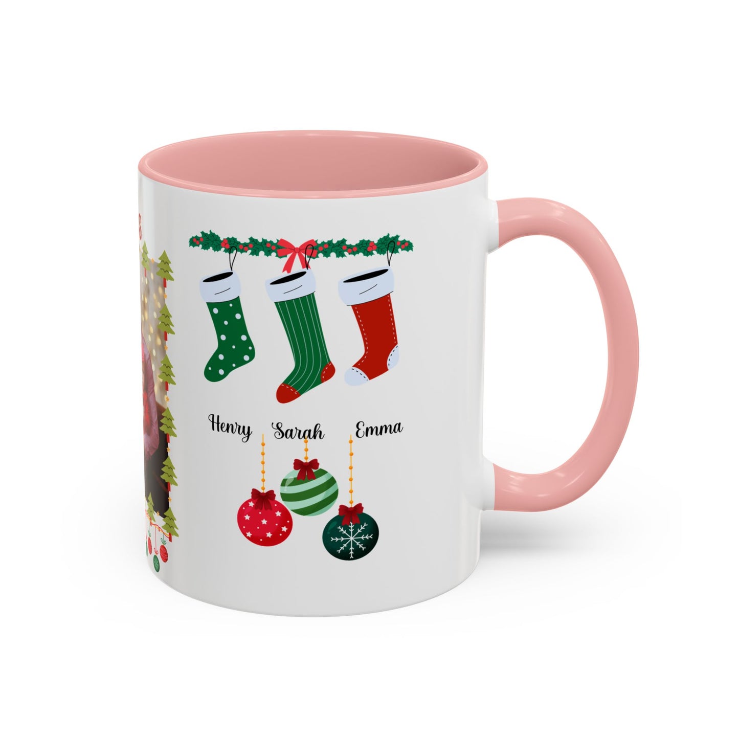 Christmas, Family Photo, Customizable, Accent Coffee Mug (11, 15oz)