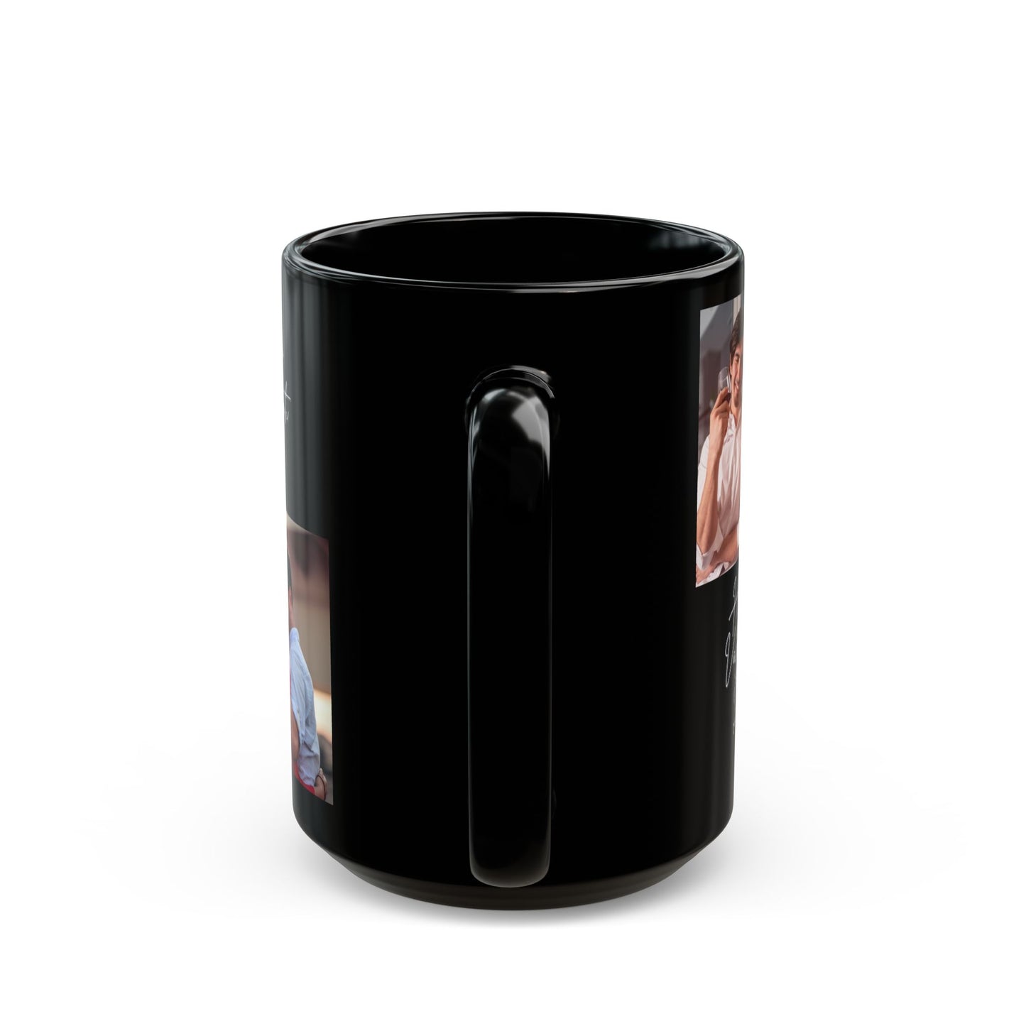 Happy Valentine's Day, Couple's Photos, Customizable - Black Mug (11oz, 15oz) - 11004